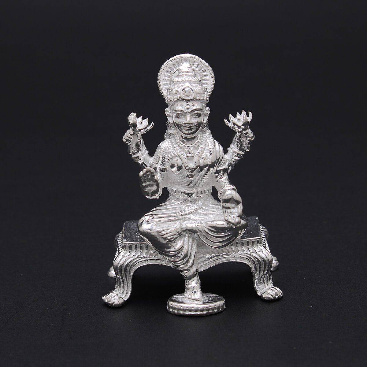 Tranquil Glow Silver Laxmi Idol