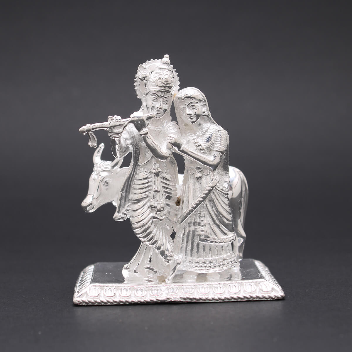 Sublime Gracious Silver Radha Krishna Idol