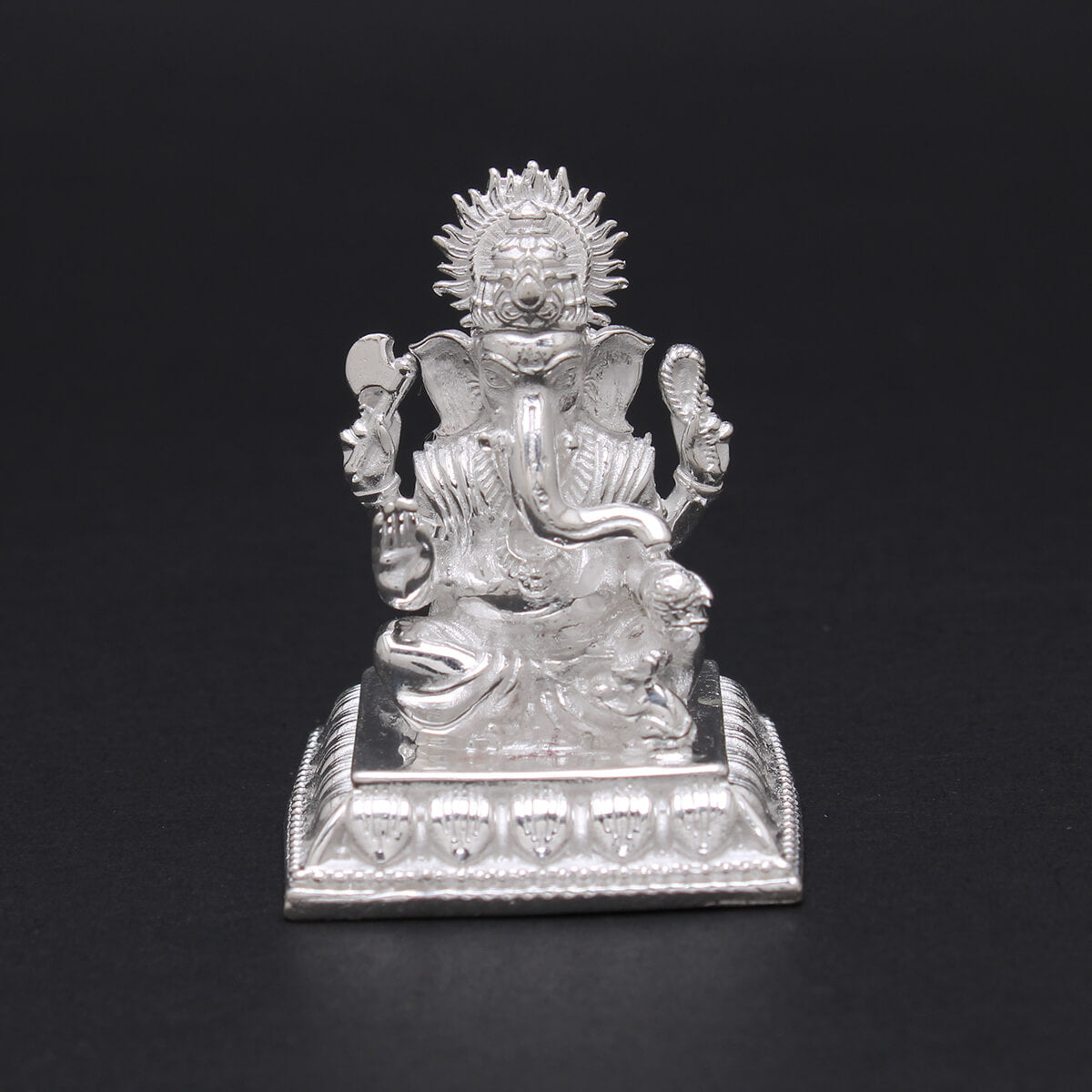 Enchanting Shimmer Lord Ganesha Silver Idol