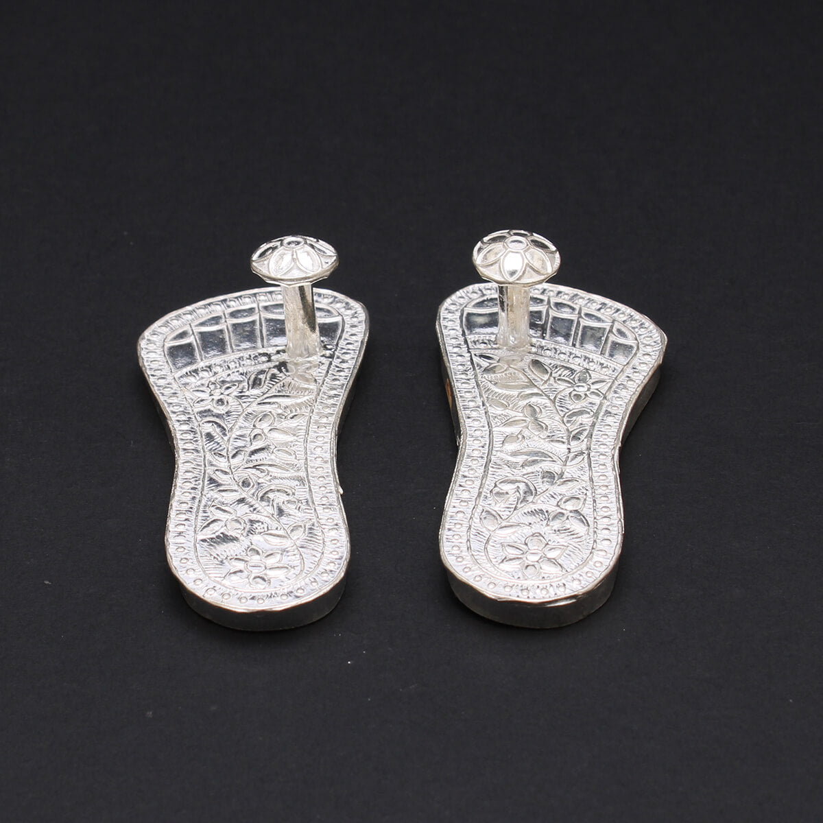 Blissful Floral Motif Divine Silver Paduka