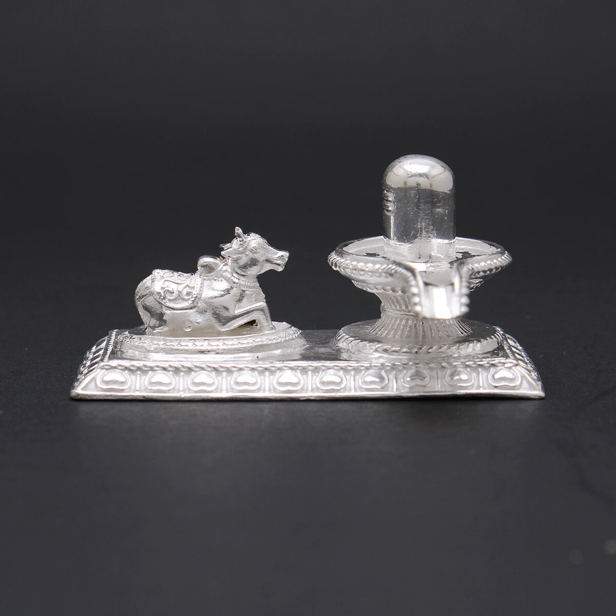 Graceful Divinity Silver Shivling With Nandi Idol