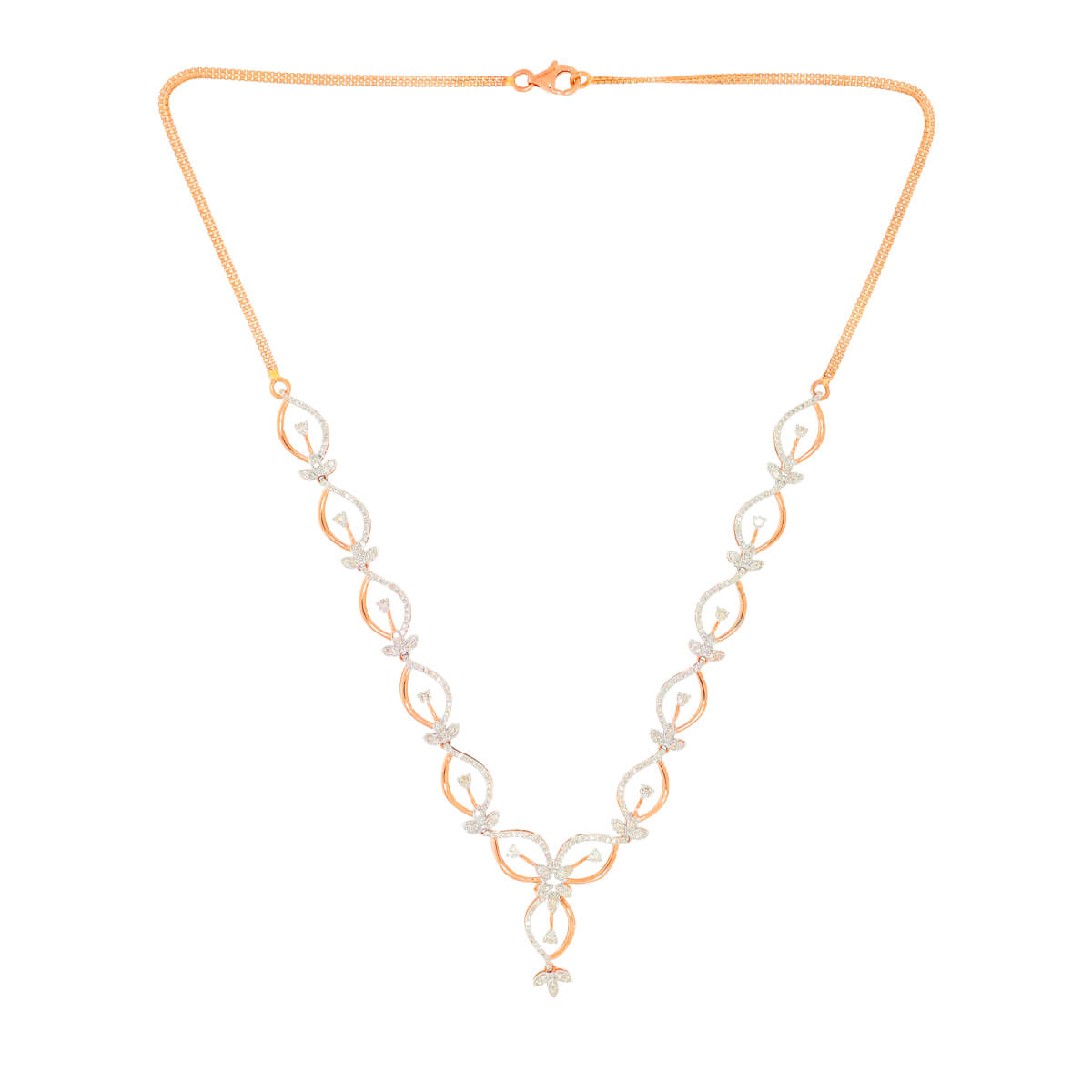 Foliate Shine Diamond Short Necklace