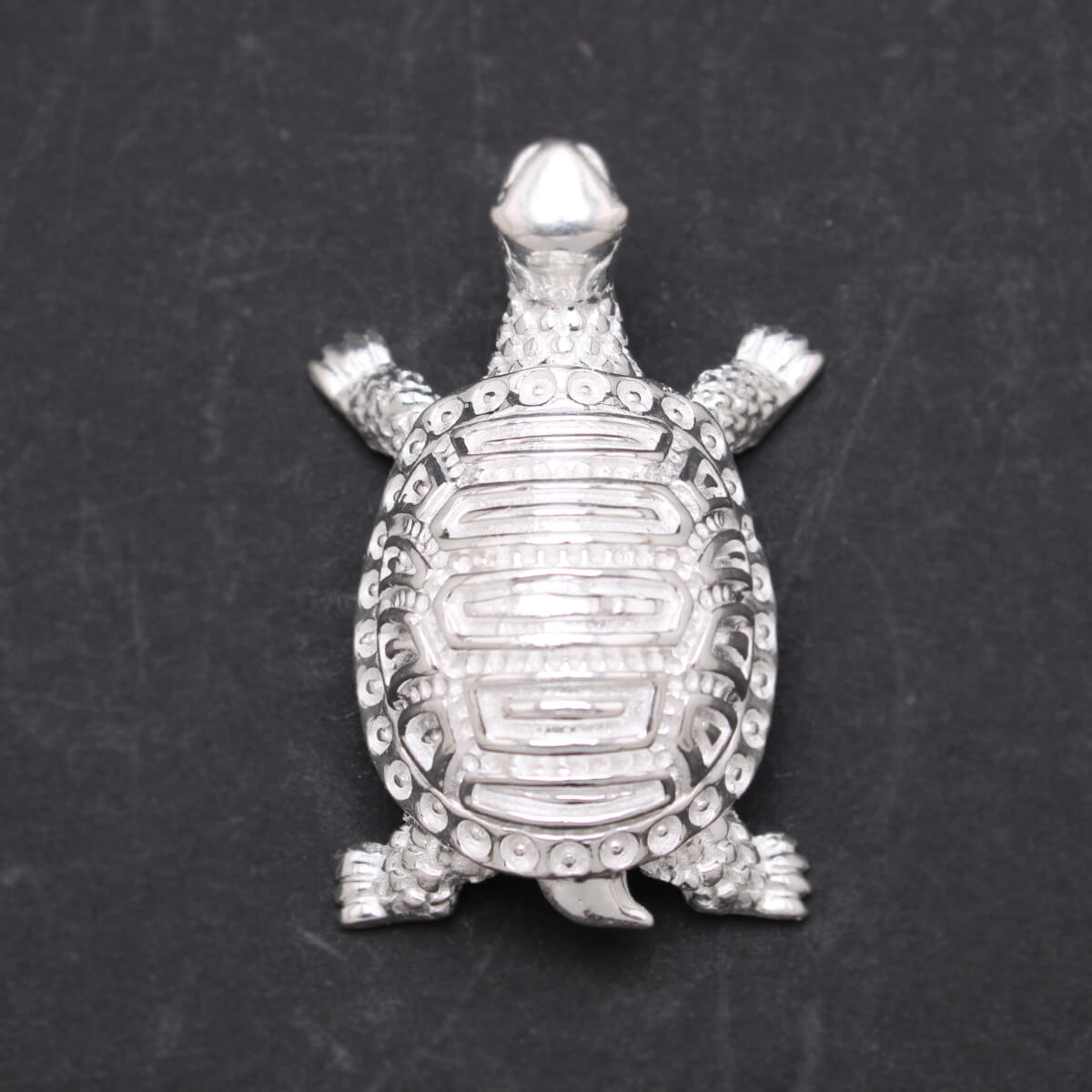 Peaceful Pious Silver Tortoise Idol