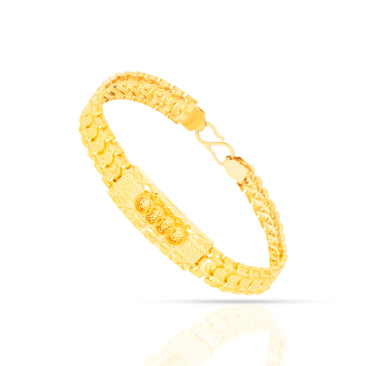Luxe Textured Gold Bracelet for Men 22K