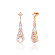Rosy Elegance Conical Gold Danglers 18K