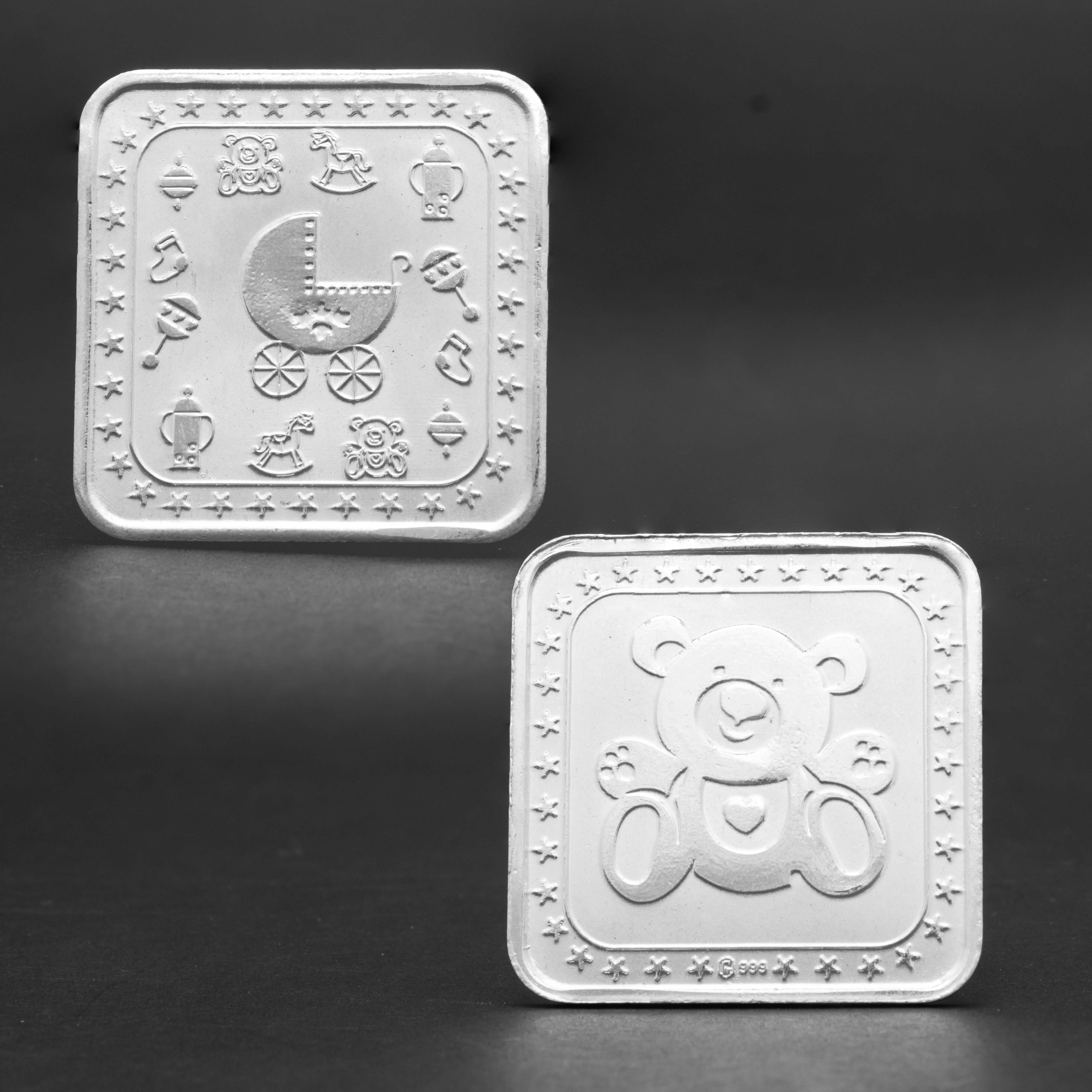 Adorable Shimmer Teddy Silver Coin