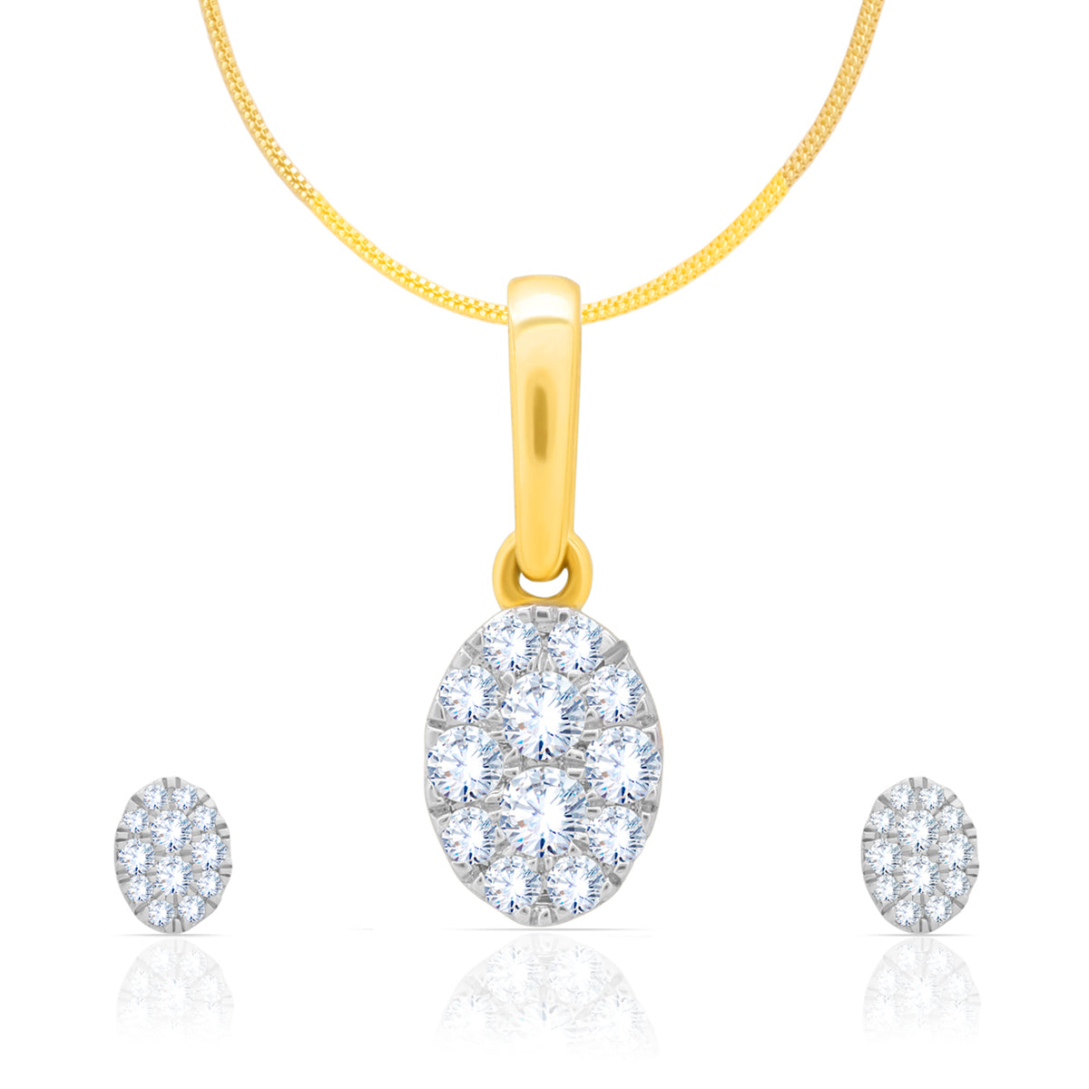 Luxurious Oval Diamond Pendant Set