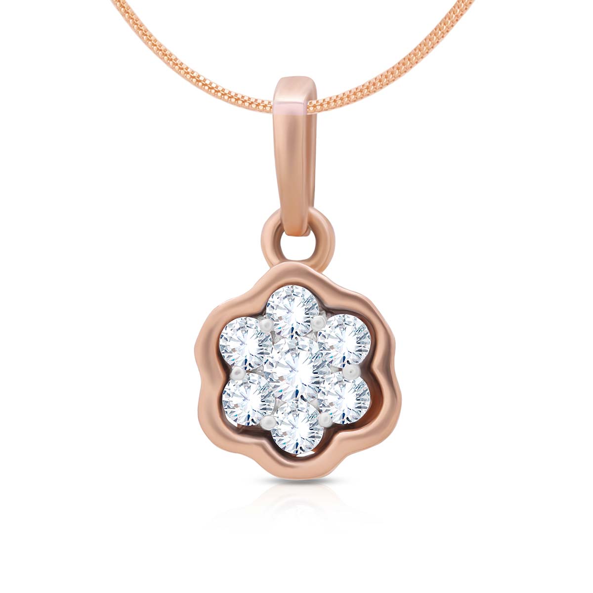 Rosy Floral Grace Diamond Pendant Set