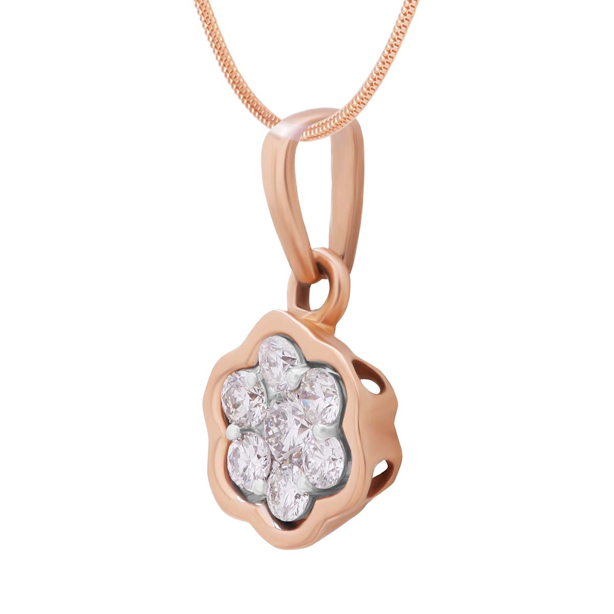 Rosy Floral Grace Diamond Pendant Set