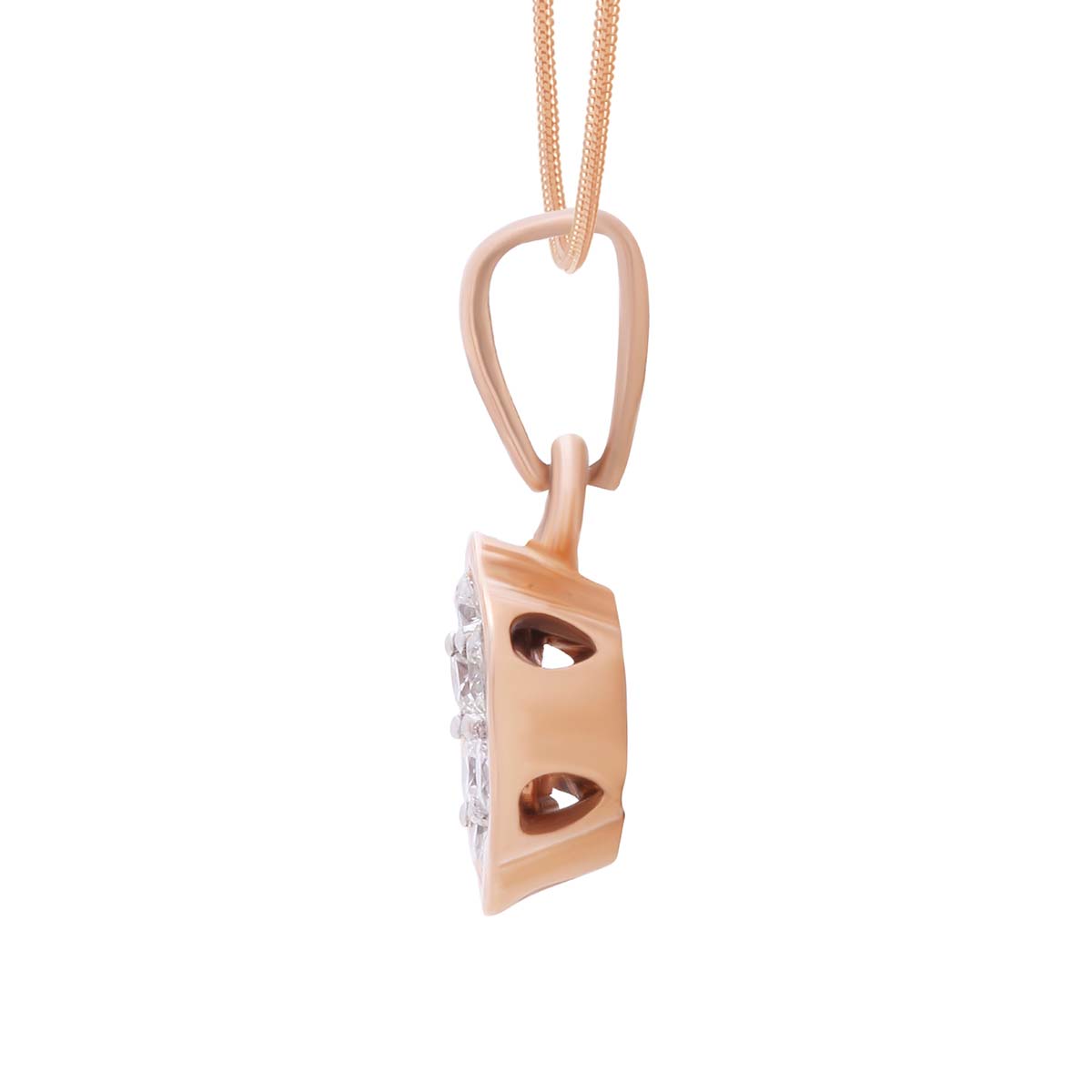 Rosy Floral Grace Diamond Pendant Set