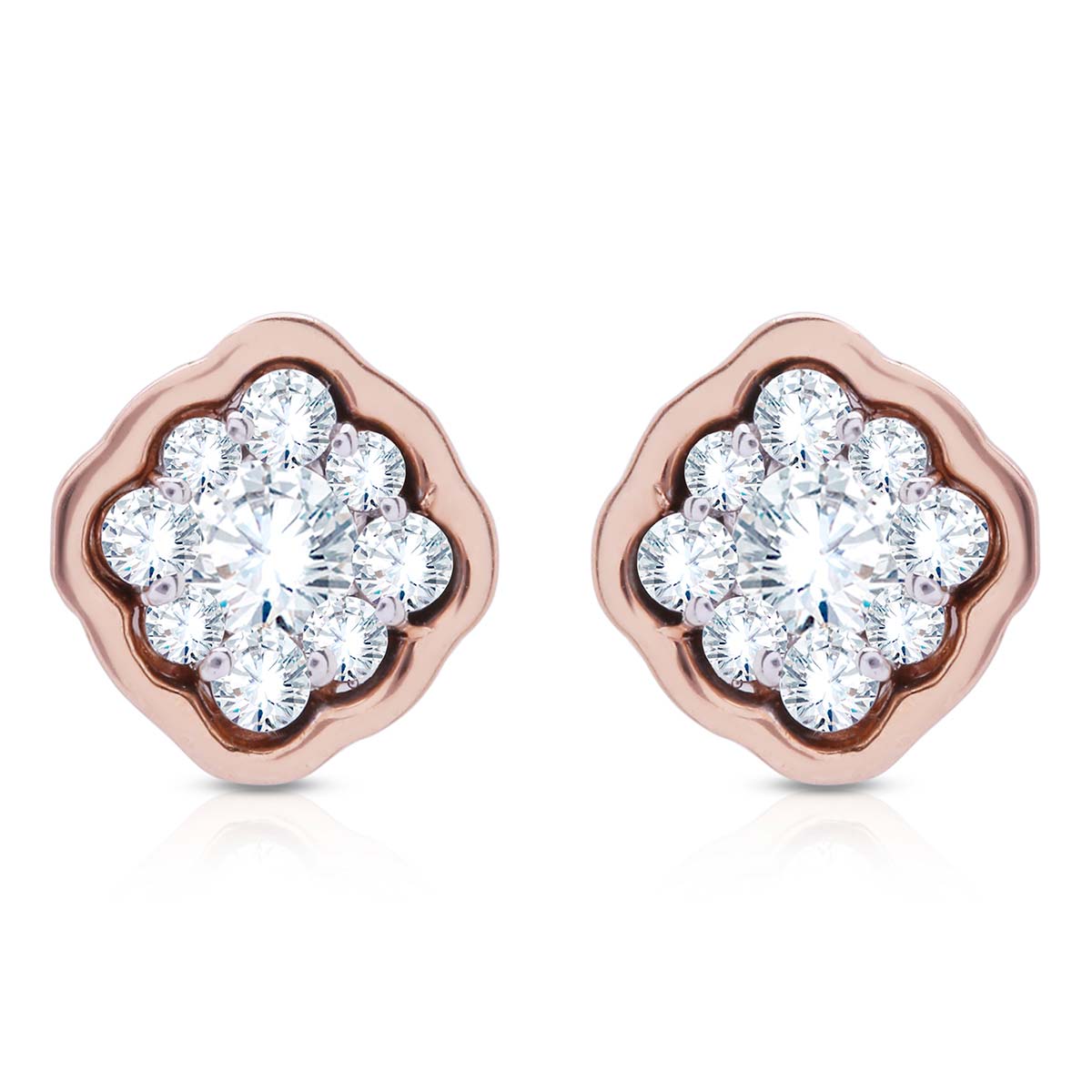 Rosy Floral Grace Diamond Pendant Set