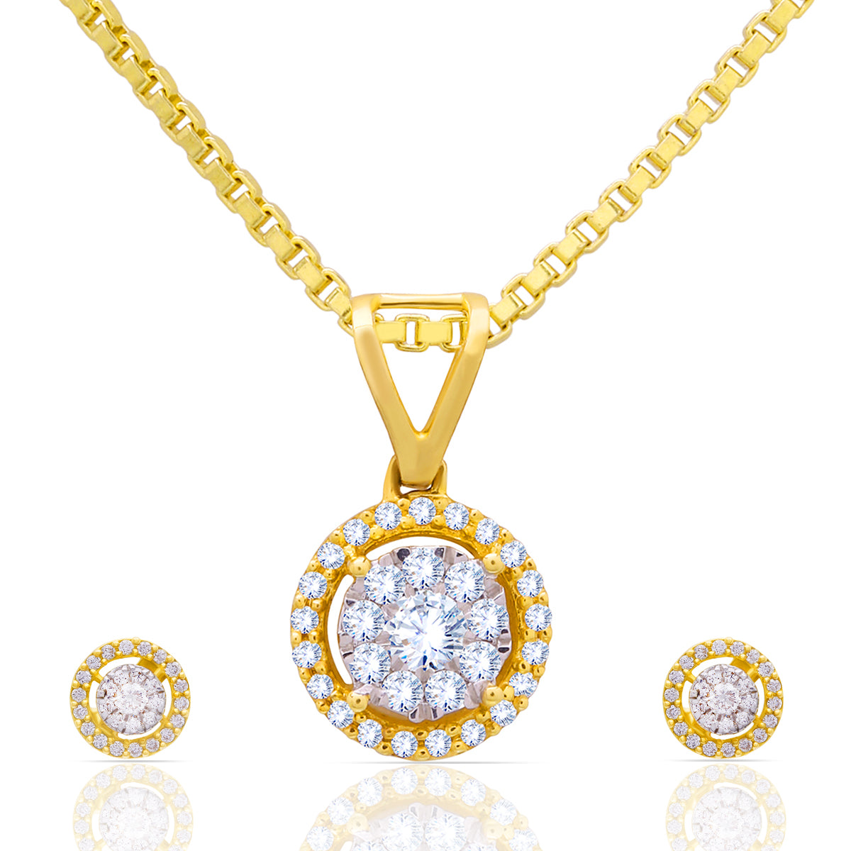 Simply Radiant Orb Diamond Pendant Set