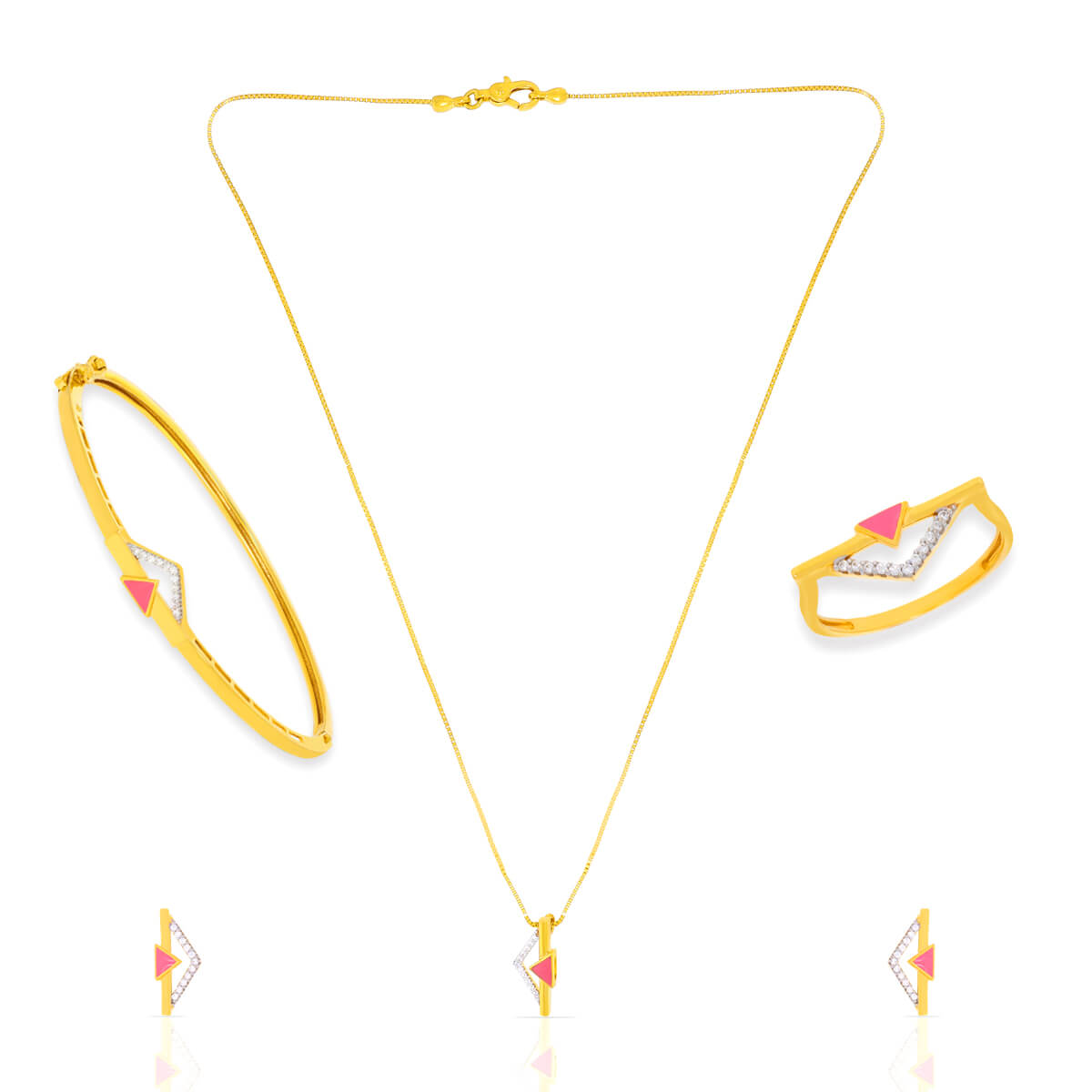 Gold Short Necklace Set with Minimal Dazzle