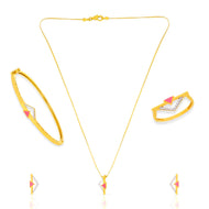 Gold Short Necklace Set with Minimal Dazzle