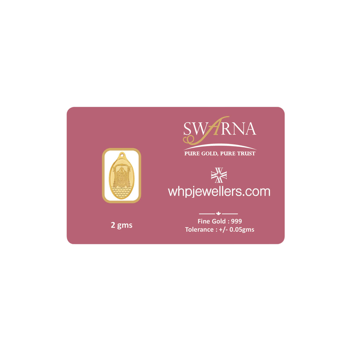 WHP 24KT (999) 2 gram Lord Balaji Yellow gold Pendant