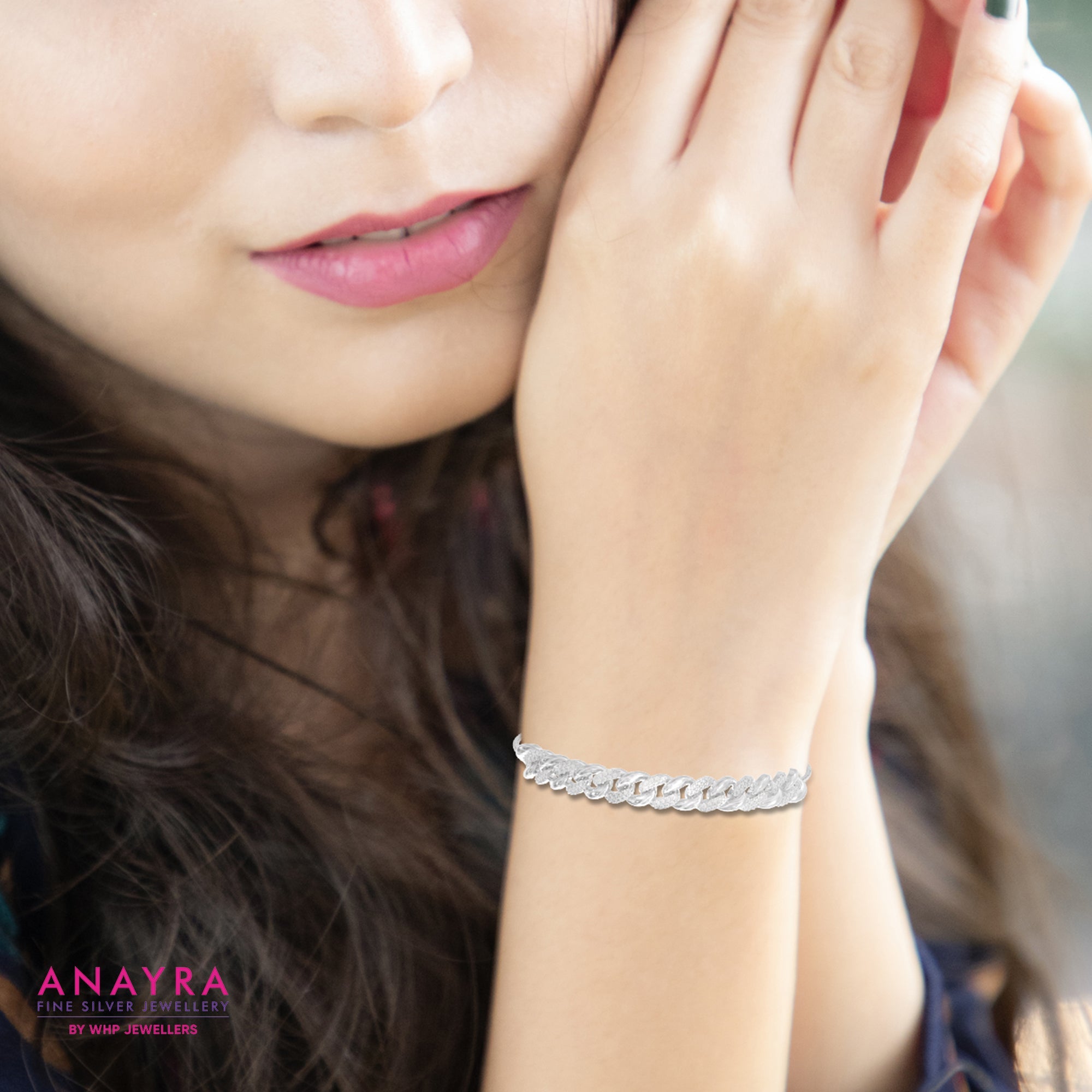 925 Sterling Polished Silver Crystal Cubic Zirconia Linked Bracelet