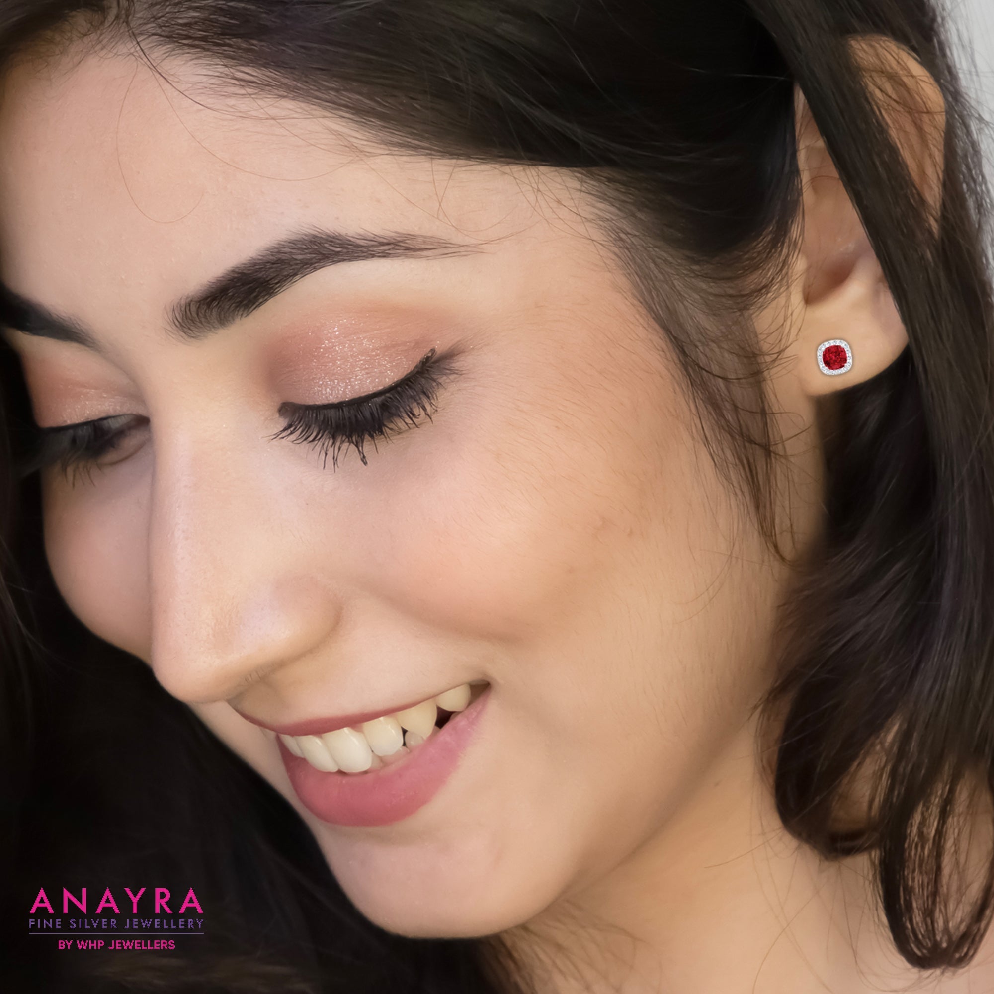 925 Sterling Silver Sparkling Pop Pink Studs