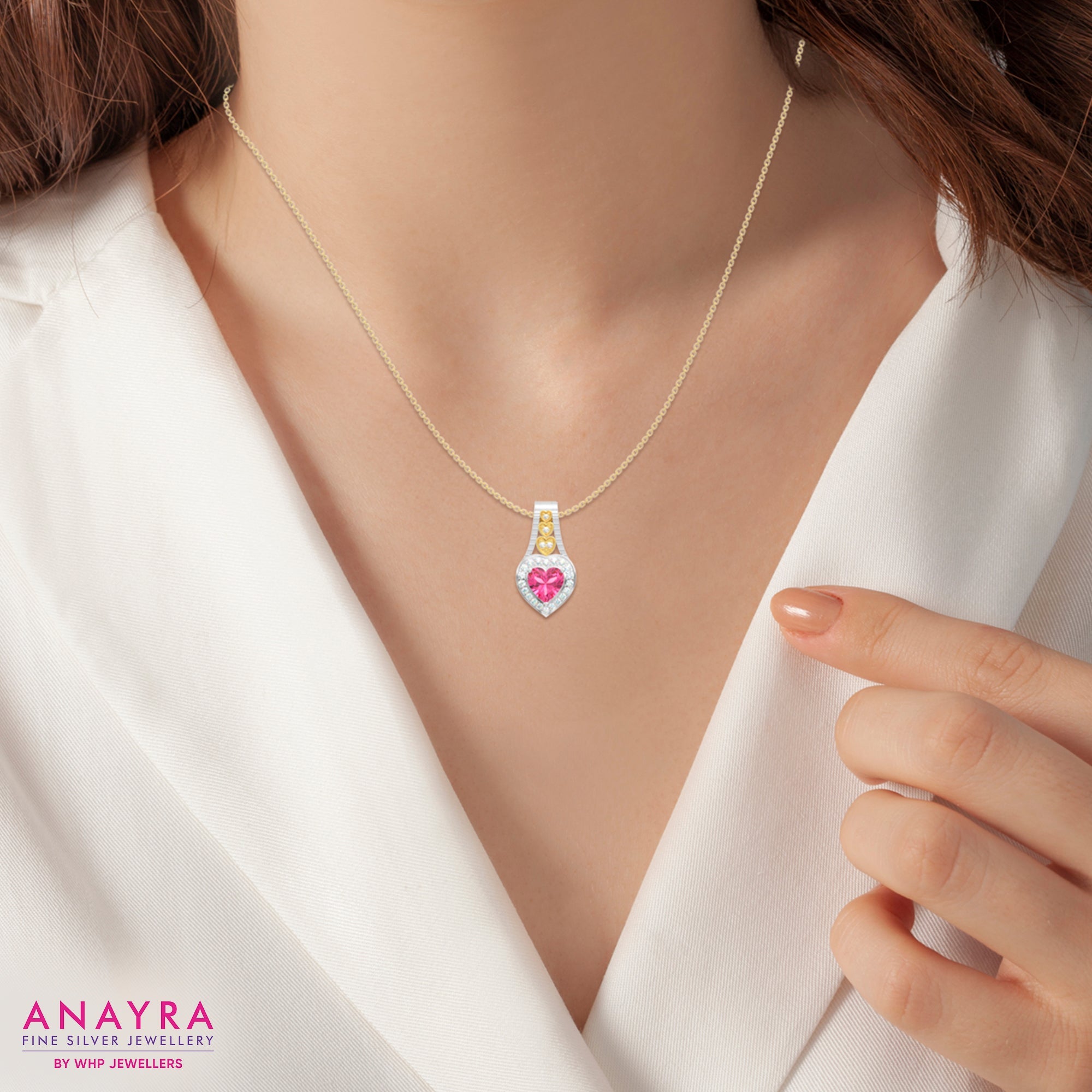 Silver Popup Pink Heart Pendant