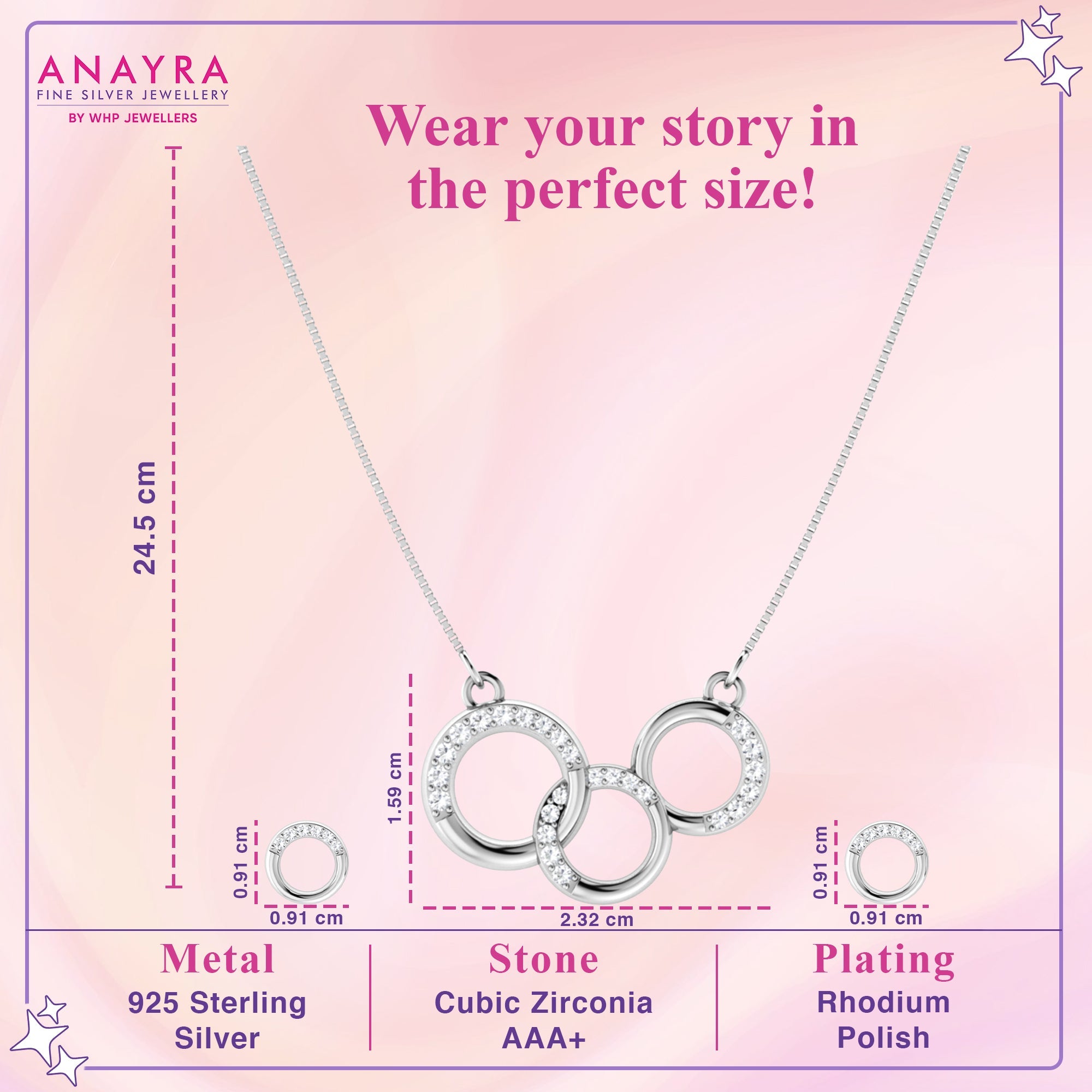 Lock of Affection Silver Interlock Pendant Set