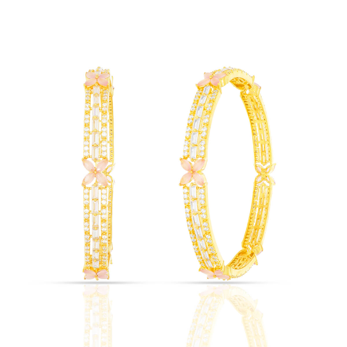 Florally Yours Silver Bangles