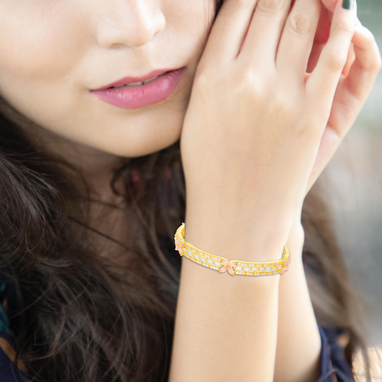 Florally Yours Silver Bangles