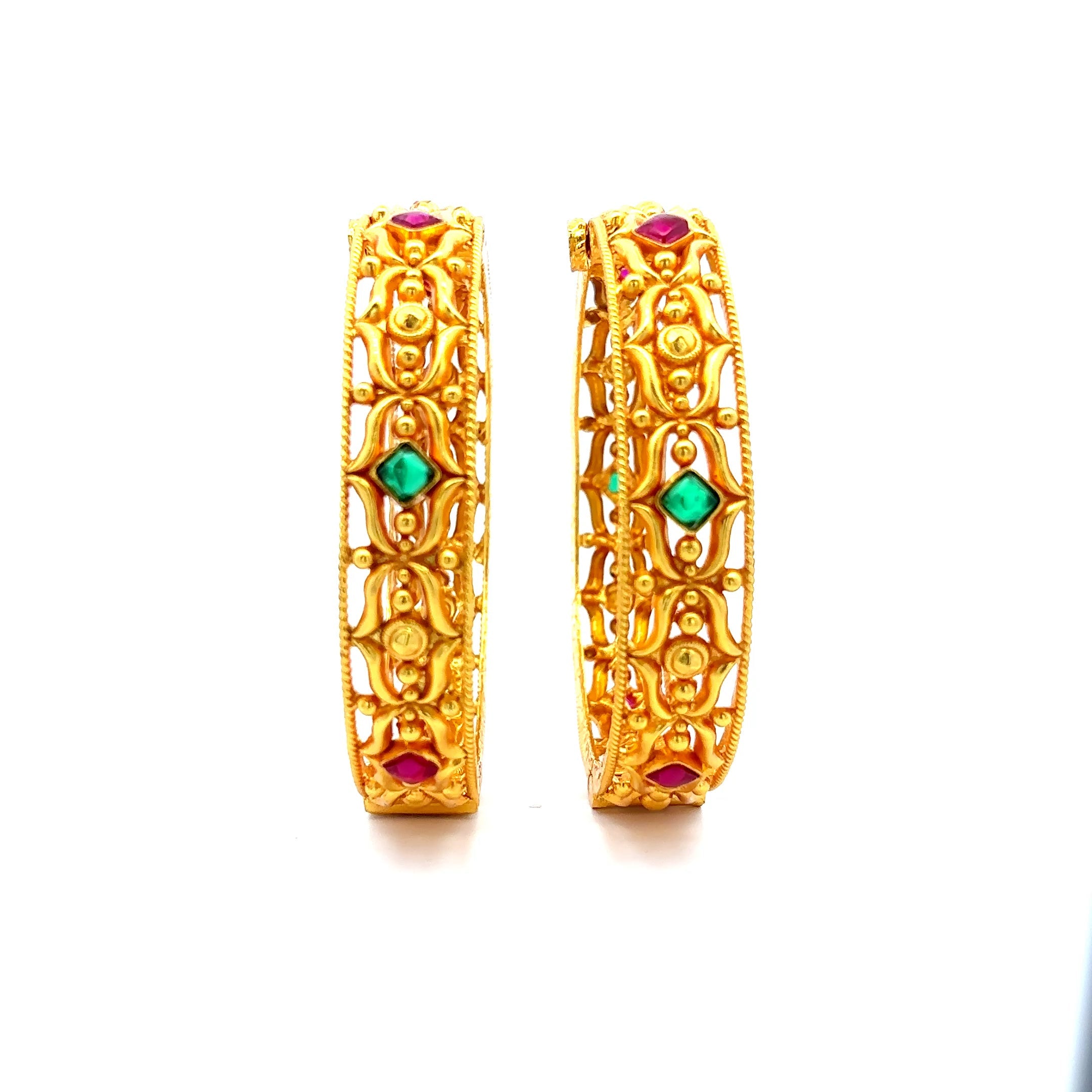 Emerald Ruby Gold Plated Bangles