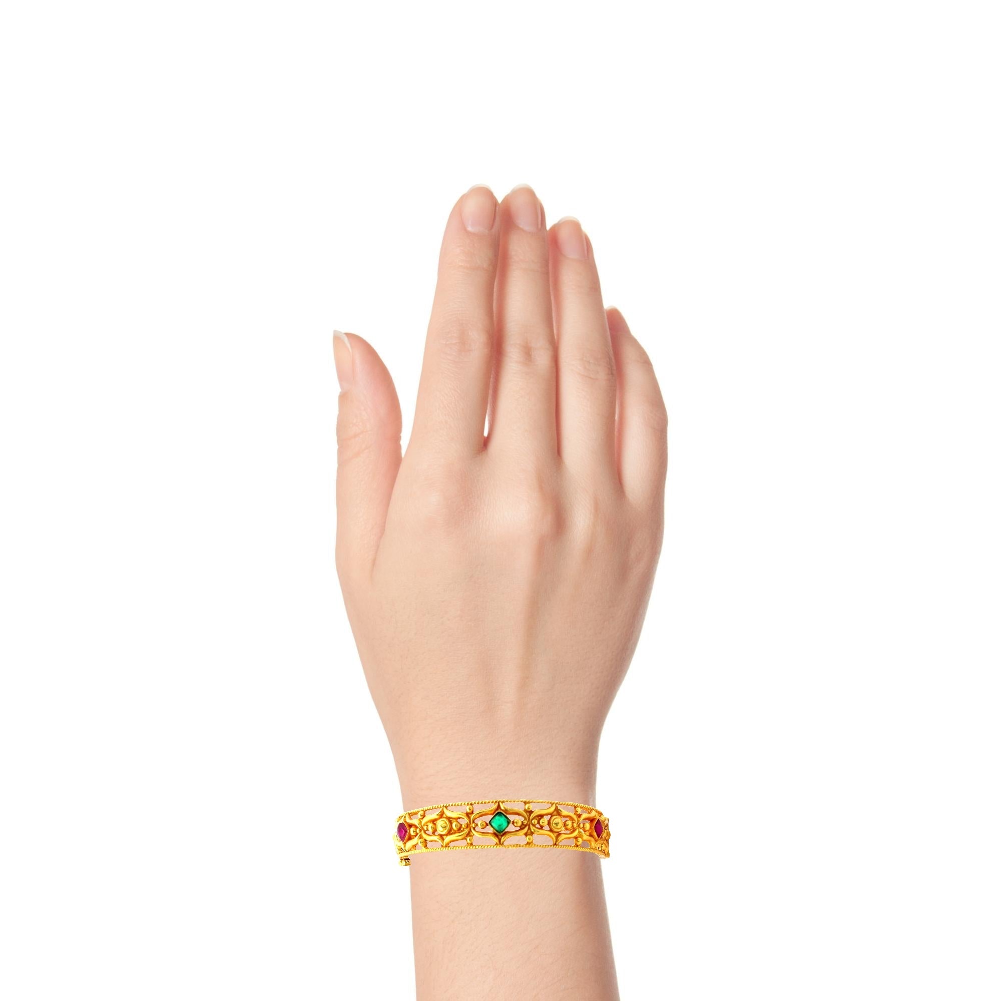 Emerald Ruby Gold Plated Bangles