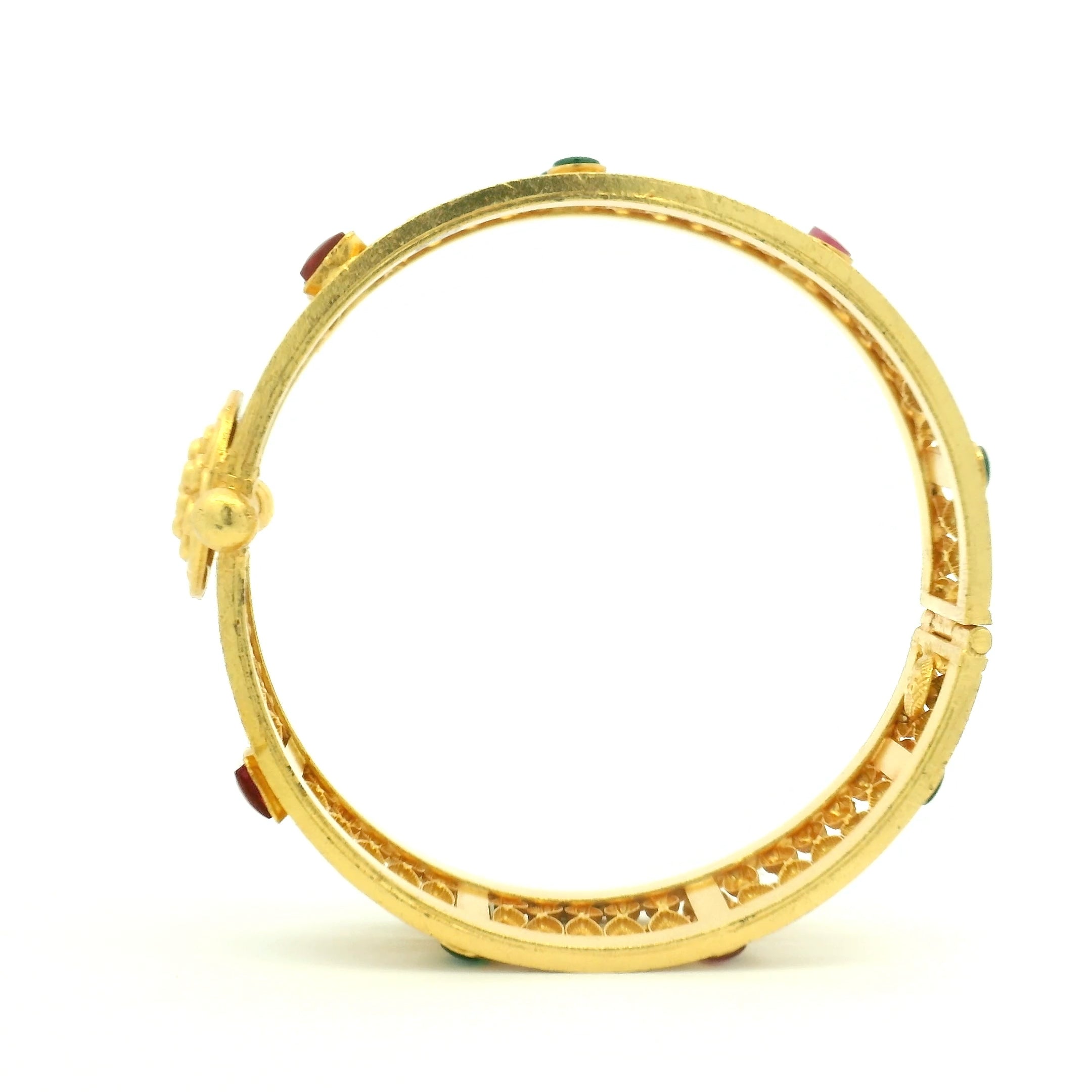 Floral Ruby Gold Plated Kada