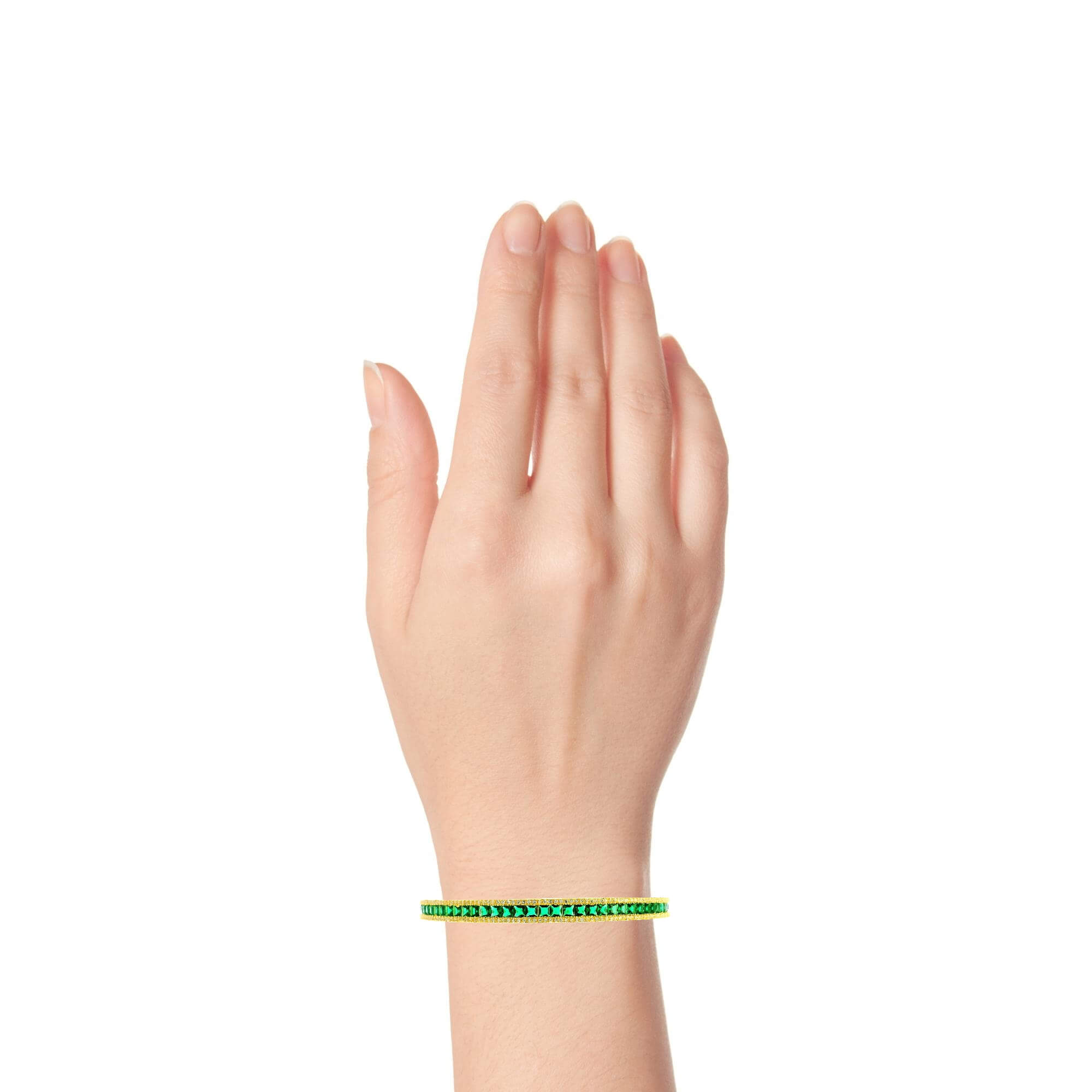 Vibrant Green Crystal Gold Plated Bangles