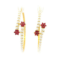 Pearl Ruby Floral Gold Plated Bangles