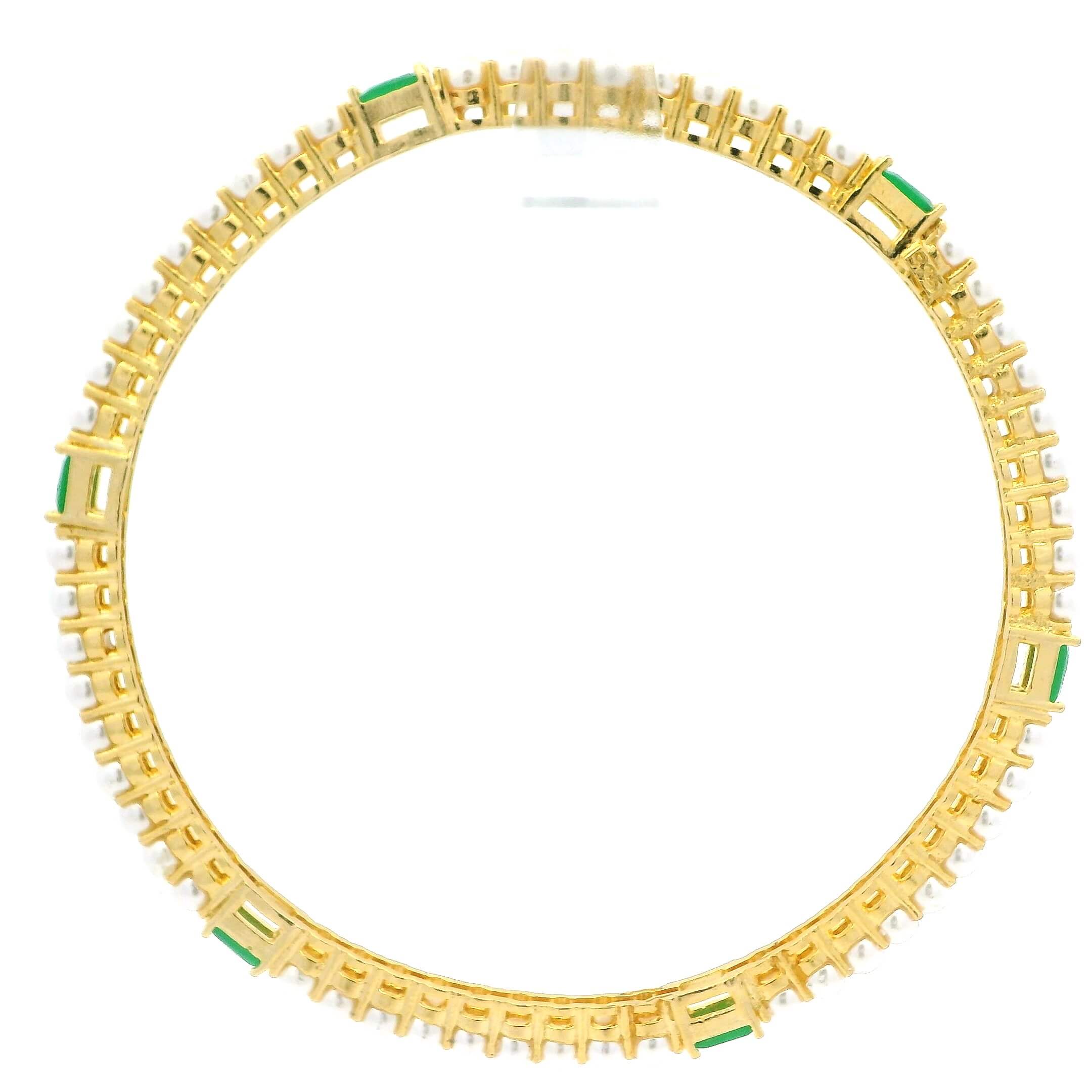 Classic Pearl Green Gold Plated Bangles