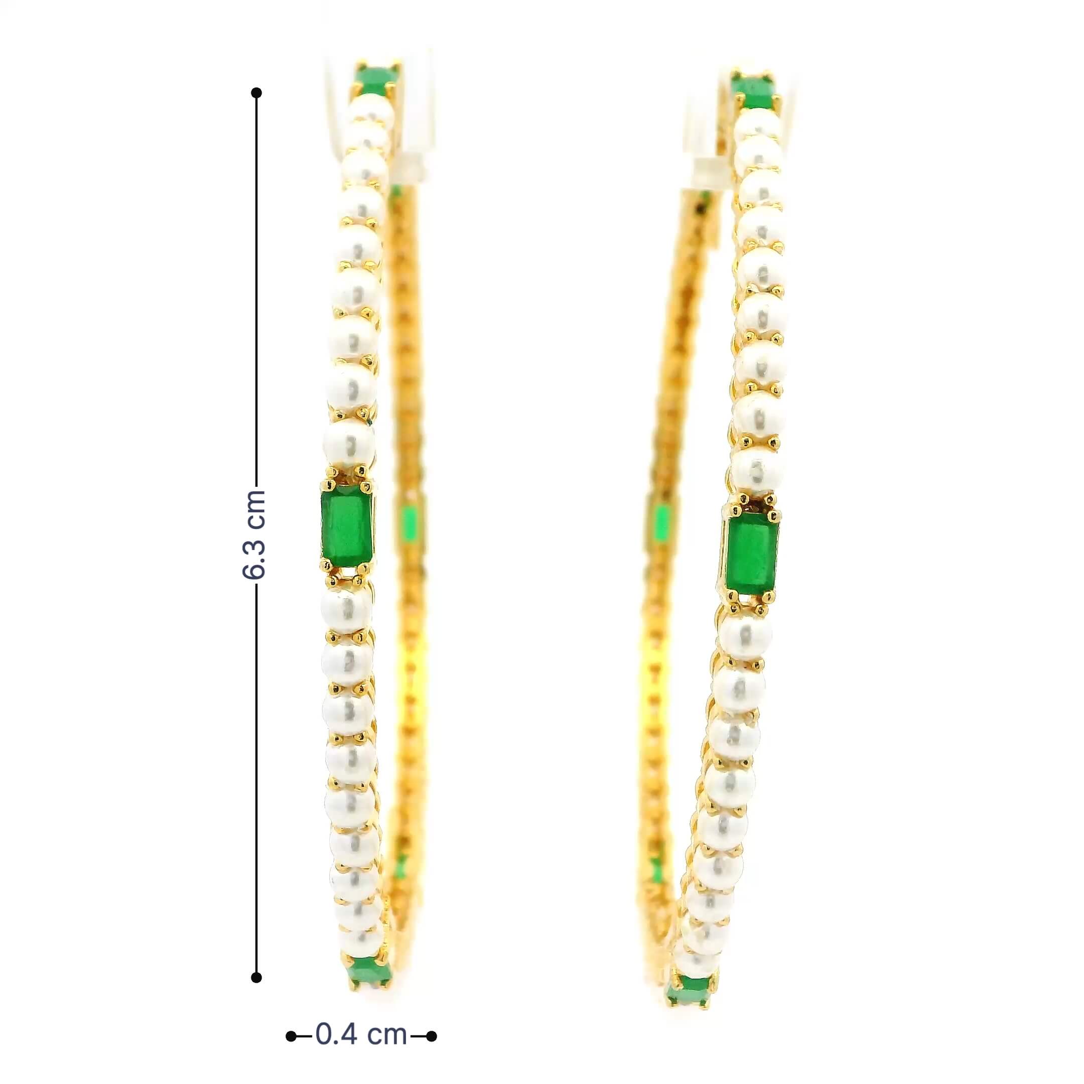 Classic Pearl Green Gold Plated Bangles