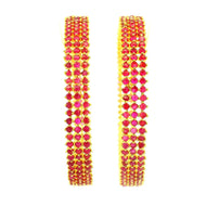 Traditional Red Stone Gold Plated Bangles