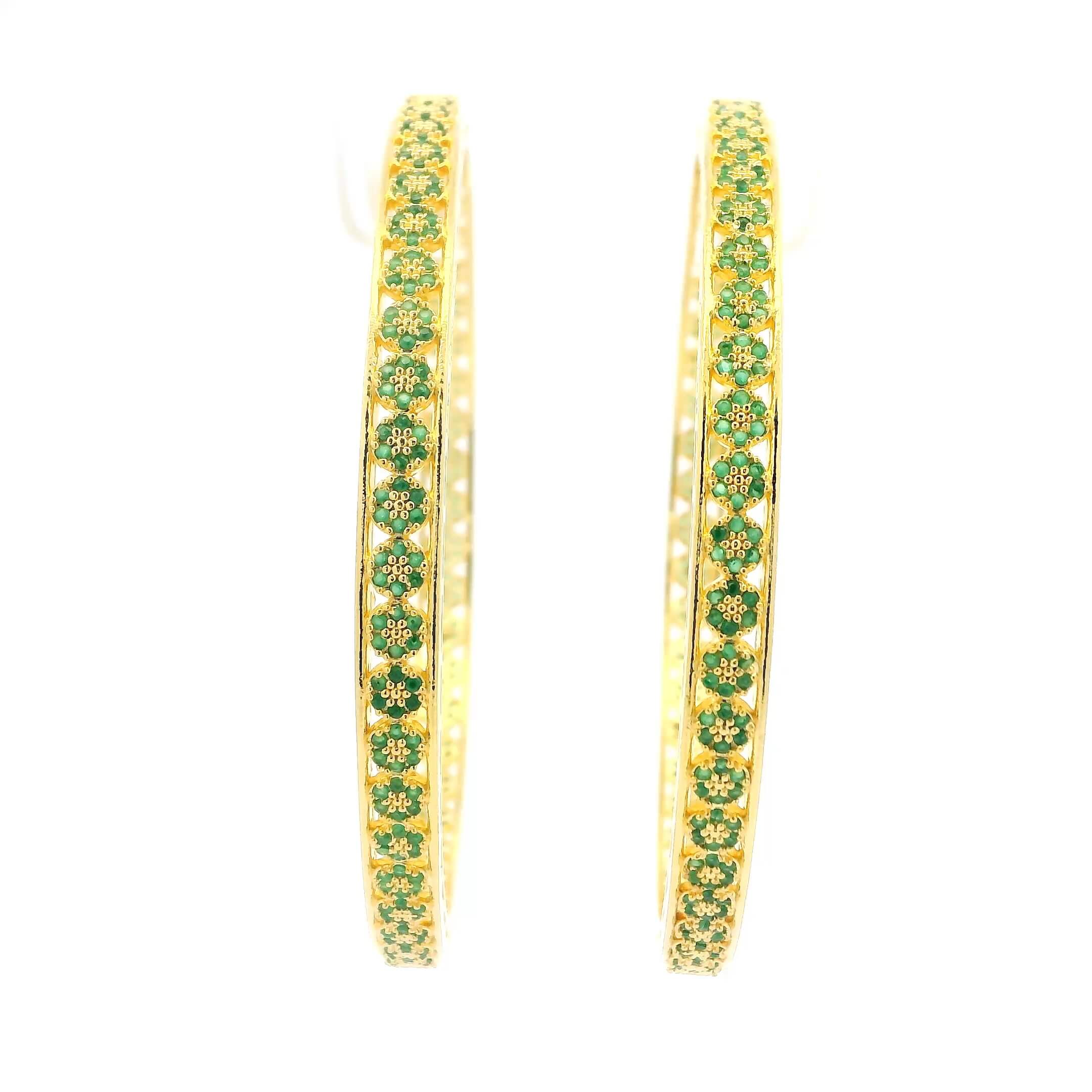 Royal Green Stone Gold Plated Bangles