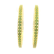 Royal Green Stone Gold Plated Silver Bangles