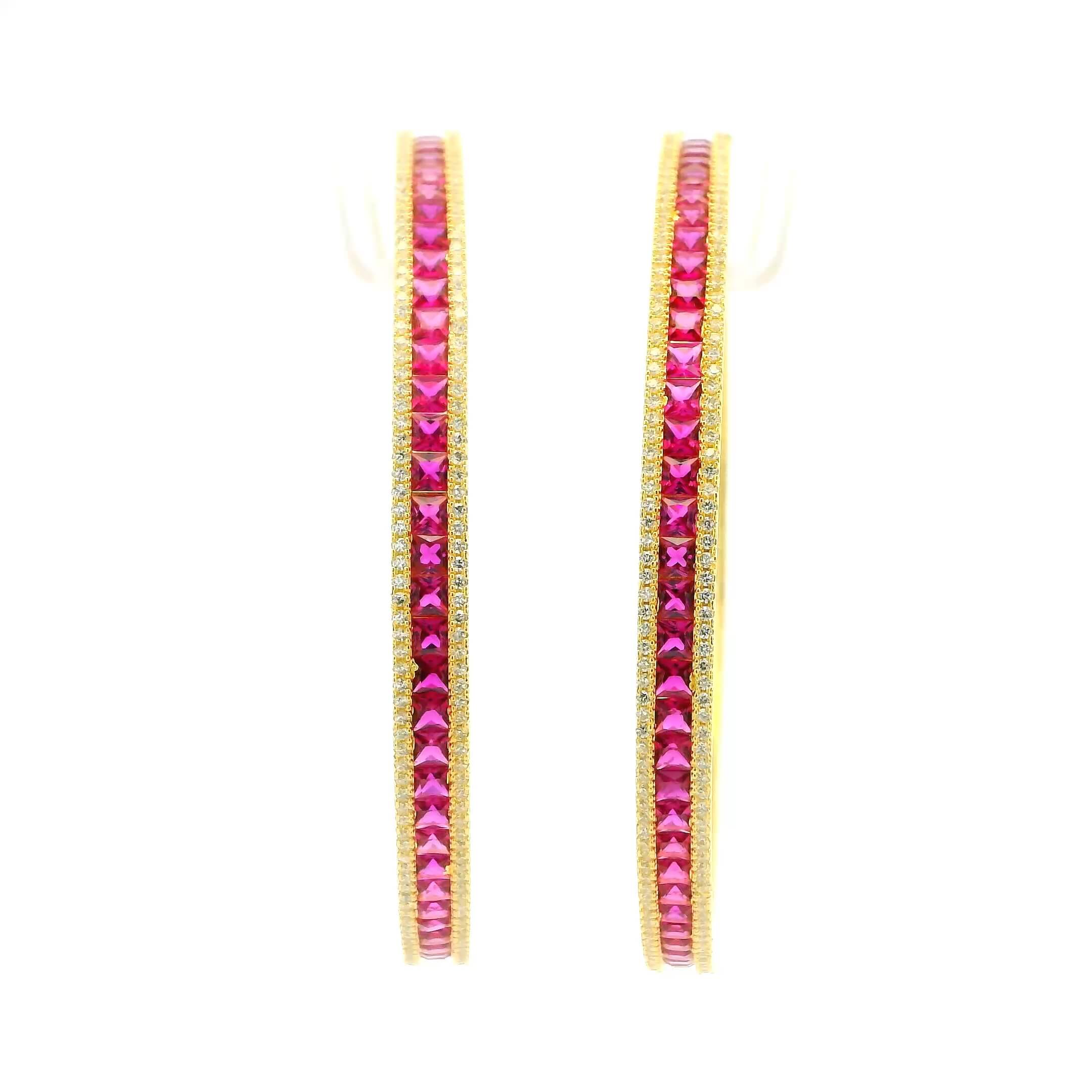 Majestic Pink Ruby Glow Gold Plated Bangles