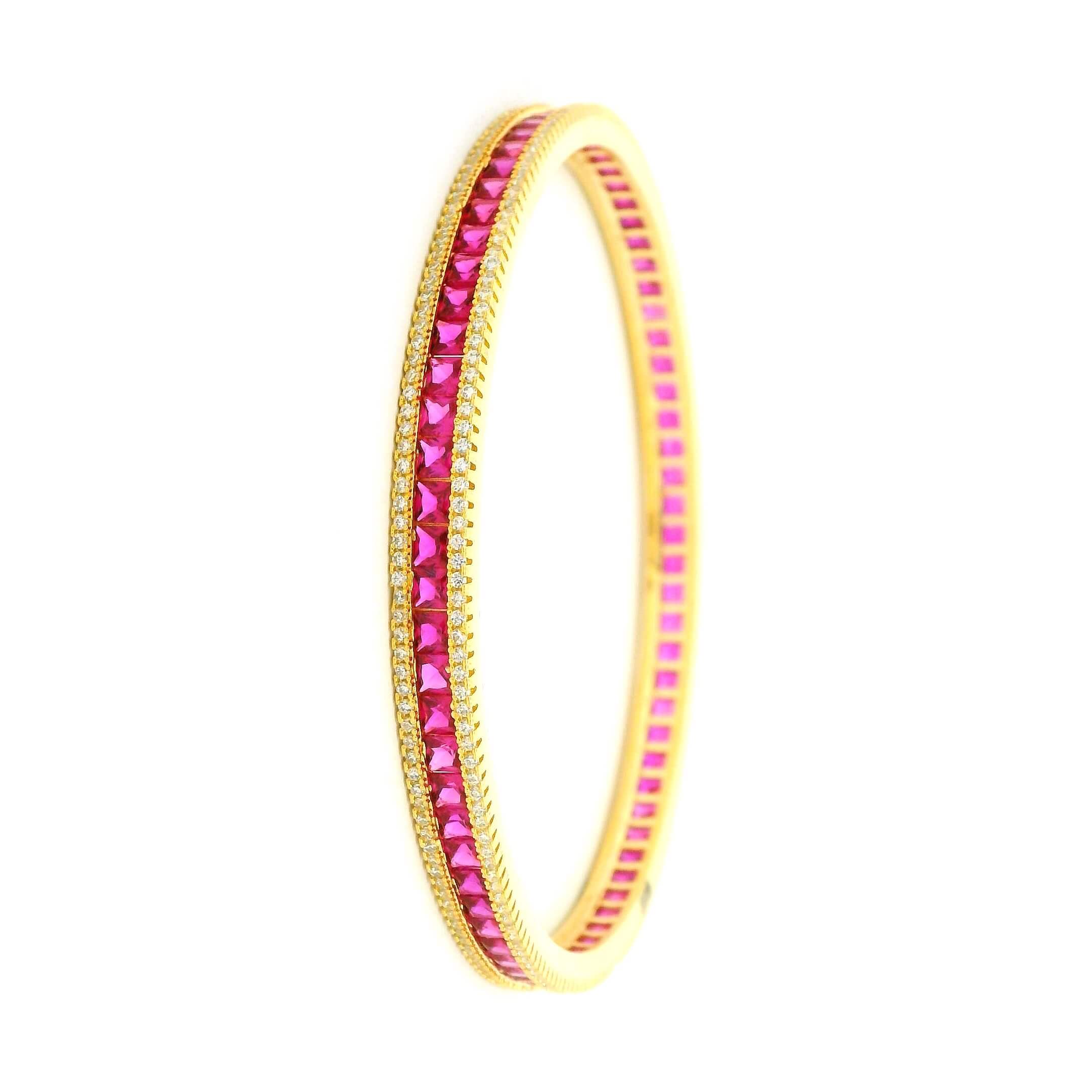 Majestic Pink Ruby Glow Gold Plated Bangles