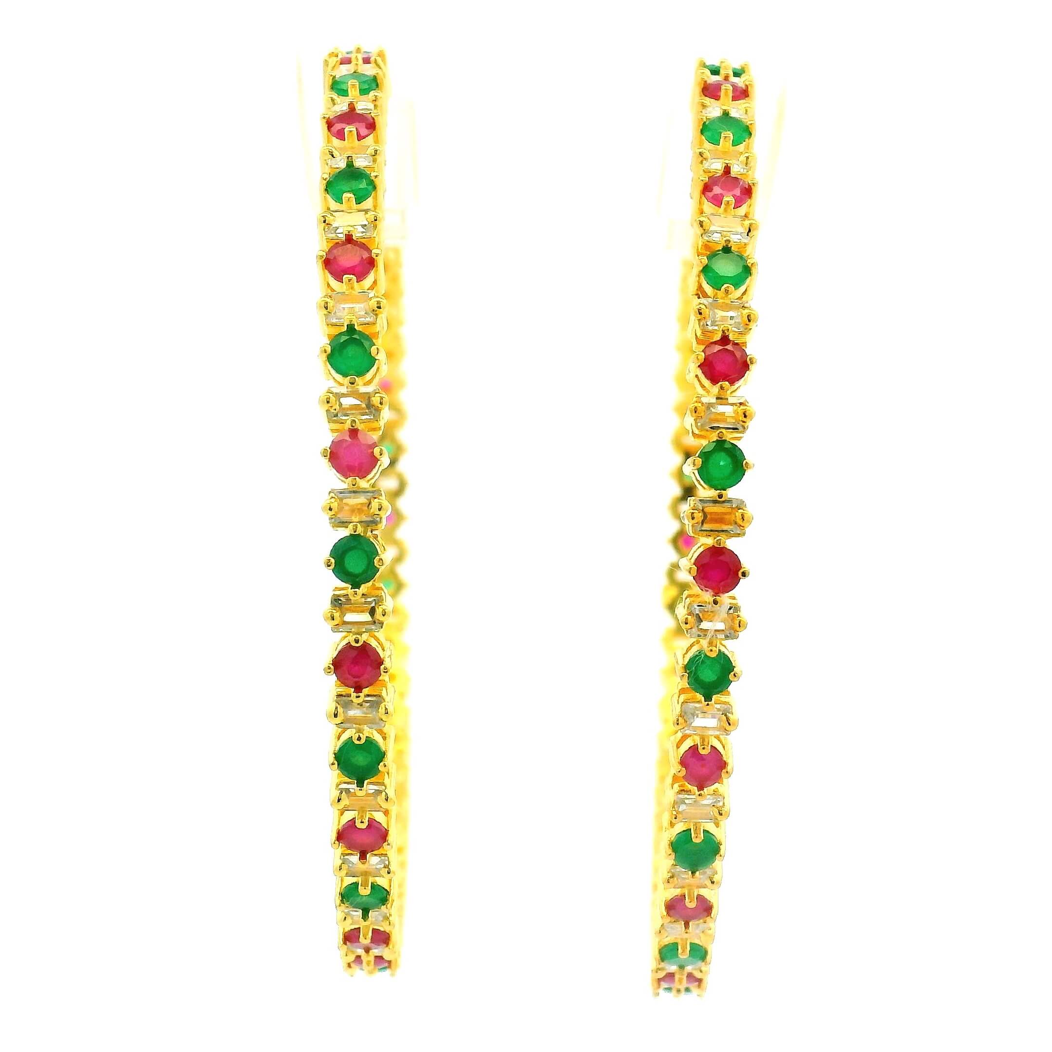 Traditional Multi-Color Stone Gold Plated Bangles