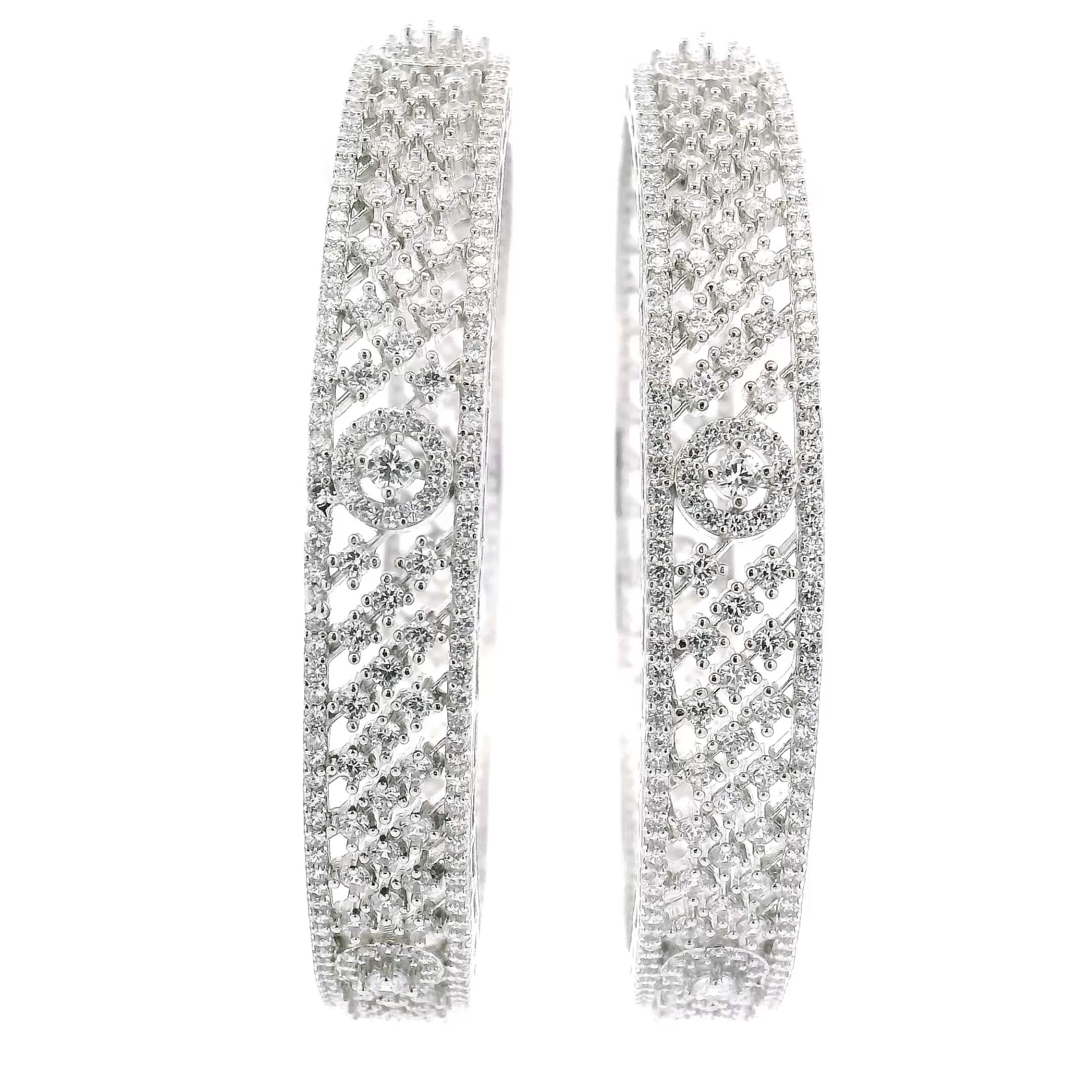 Timeless Sparkle Rhodium Bangles