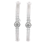 Graceful Clear Stone Flower Cut Bangles