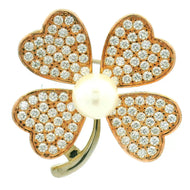 Sparkling Four-Leaf Clover Brooch