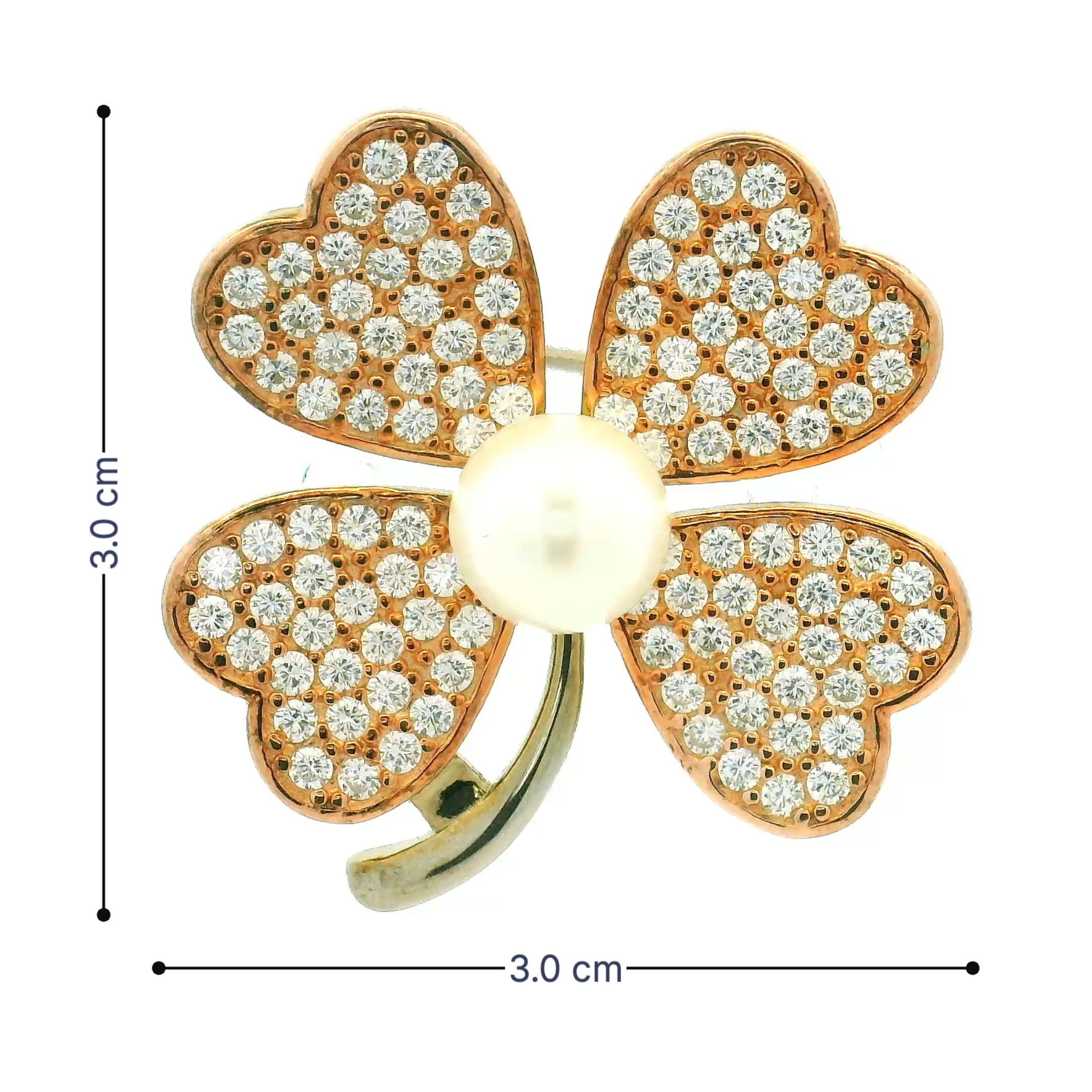 Sparkling Four-Leaf Clover Brooch