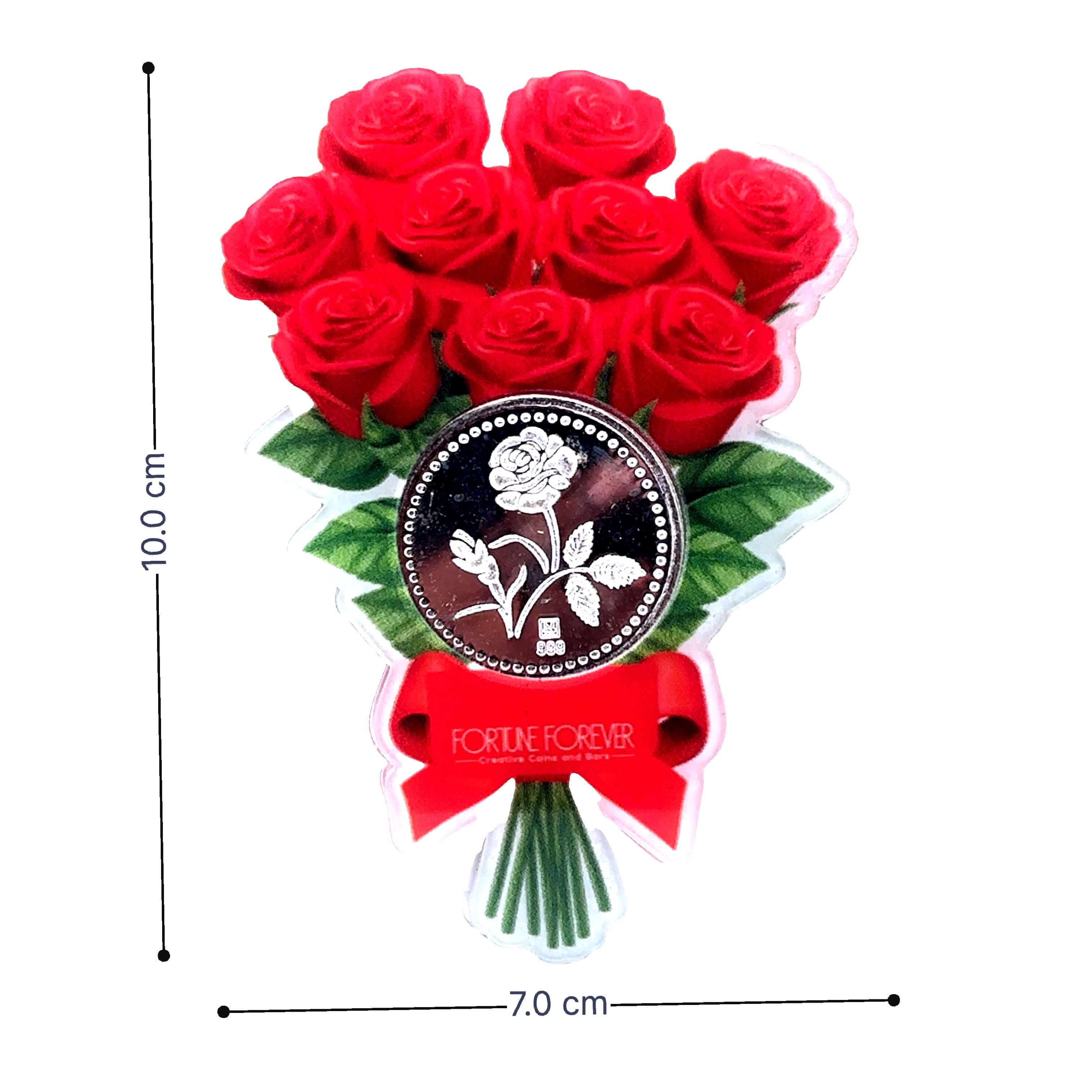 Scarlet Glow Silver Rose Bouquet