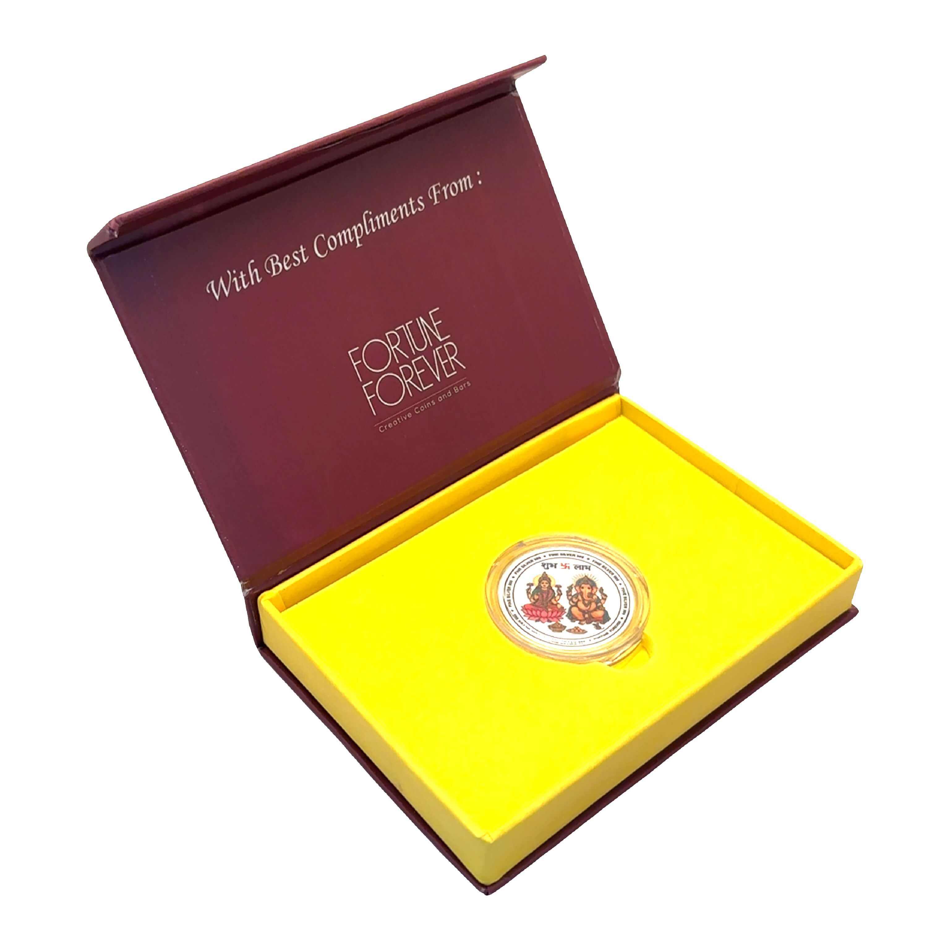 Auspicious Laxmi Ganesh Silver Coin