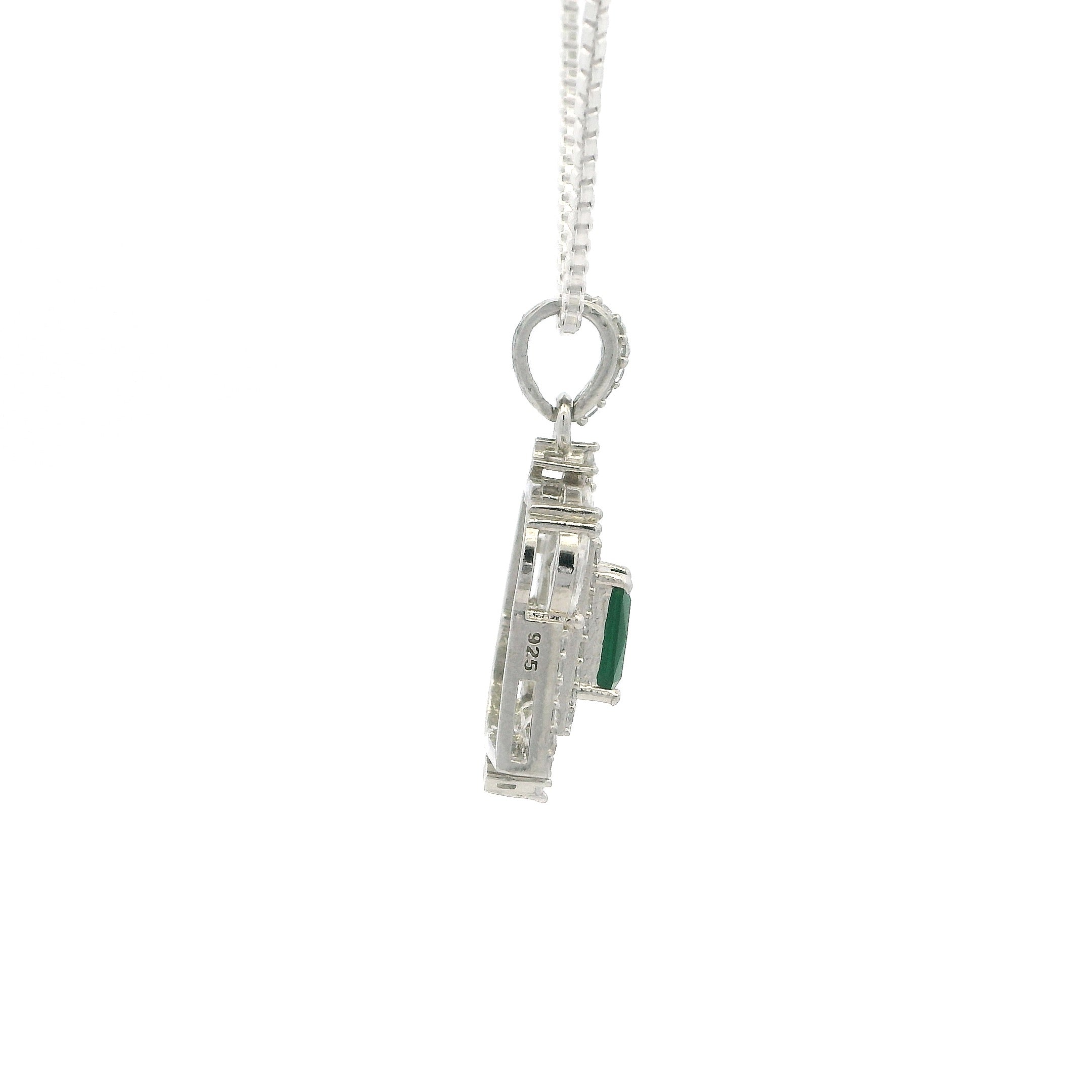 Emerald Green Crystal Geometric Pendant Set