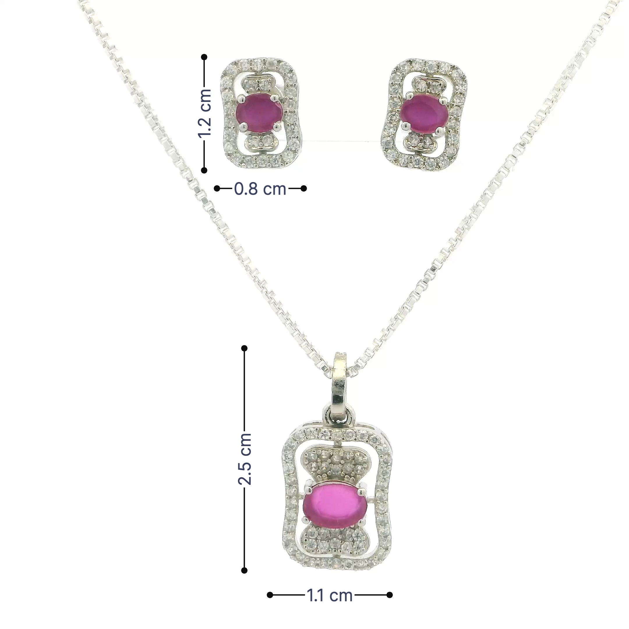 Dazzling Oval Pink Gem Pendant Set