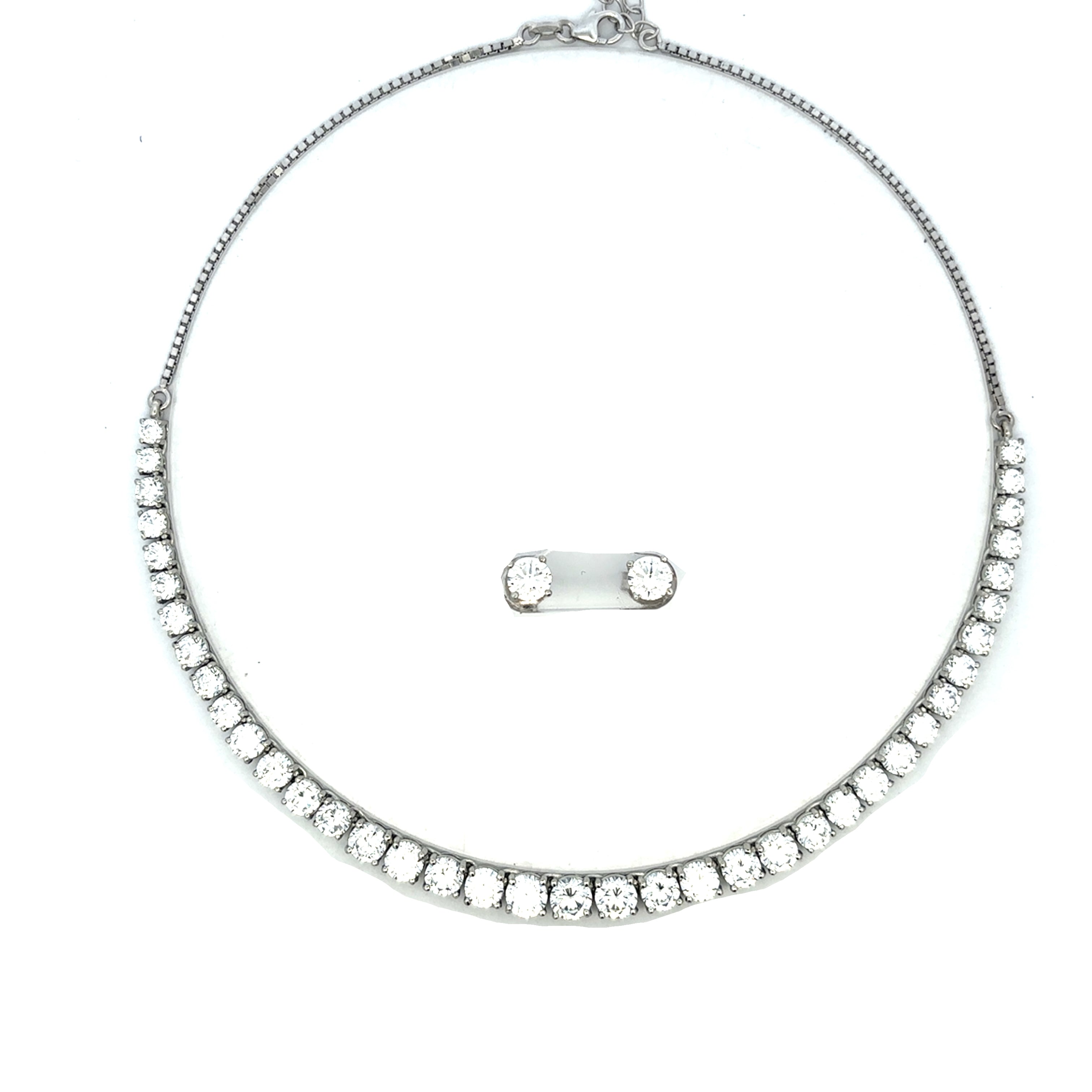 Silver Luxe Tennis Necklace Set