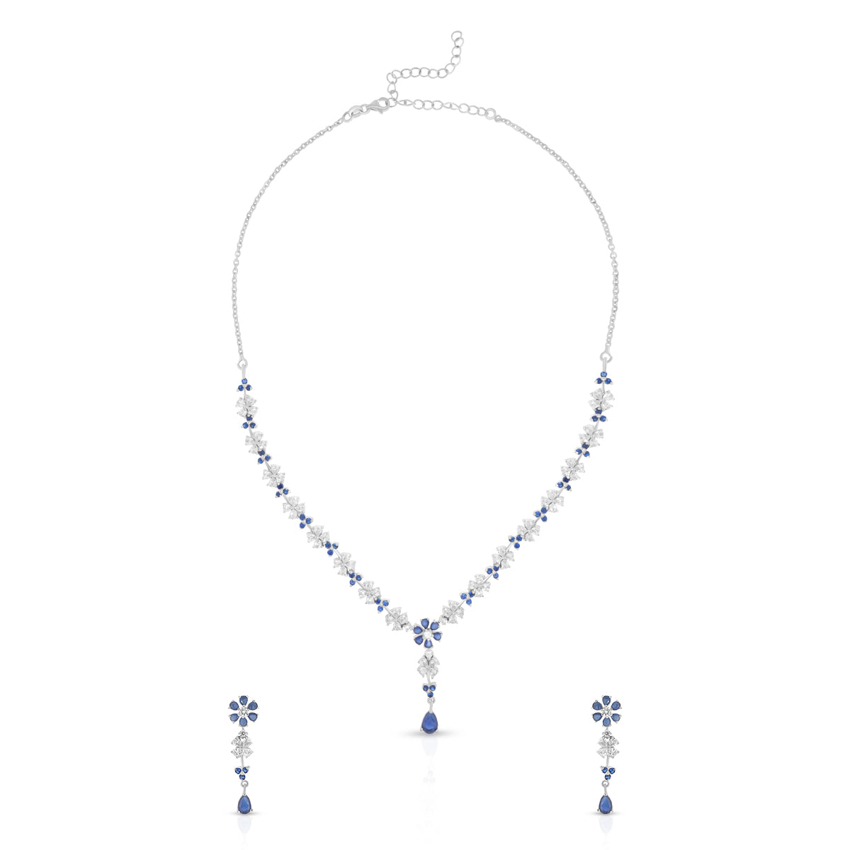 Graceful Blue Floral Necklace Set
