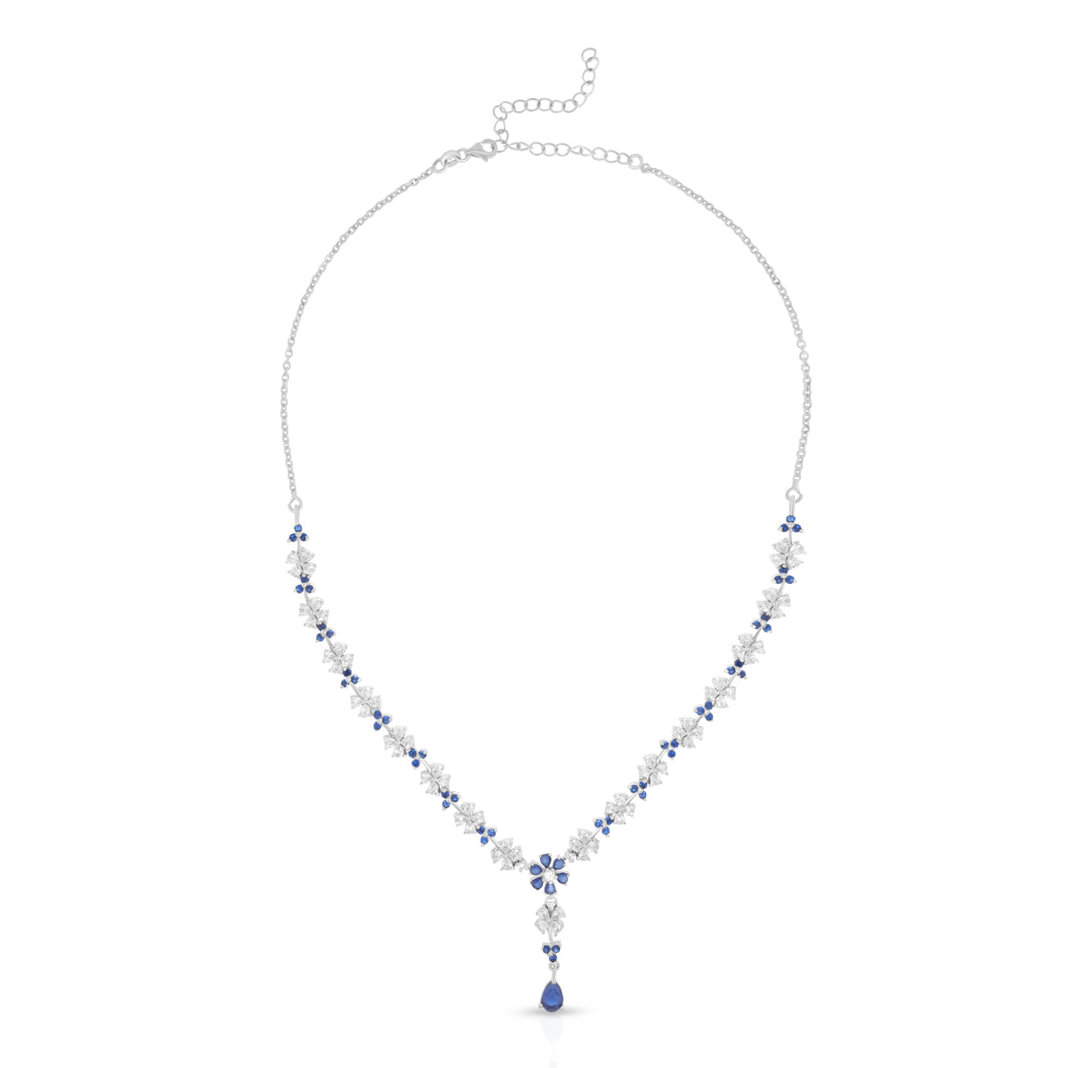 Graceful Blue Floral Necklace Set