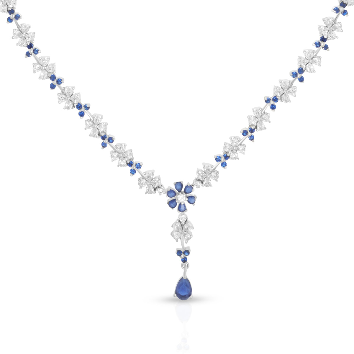 Graceful Blue Floral Necklace Set